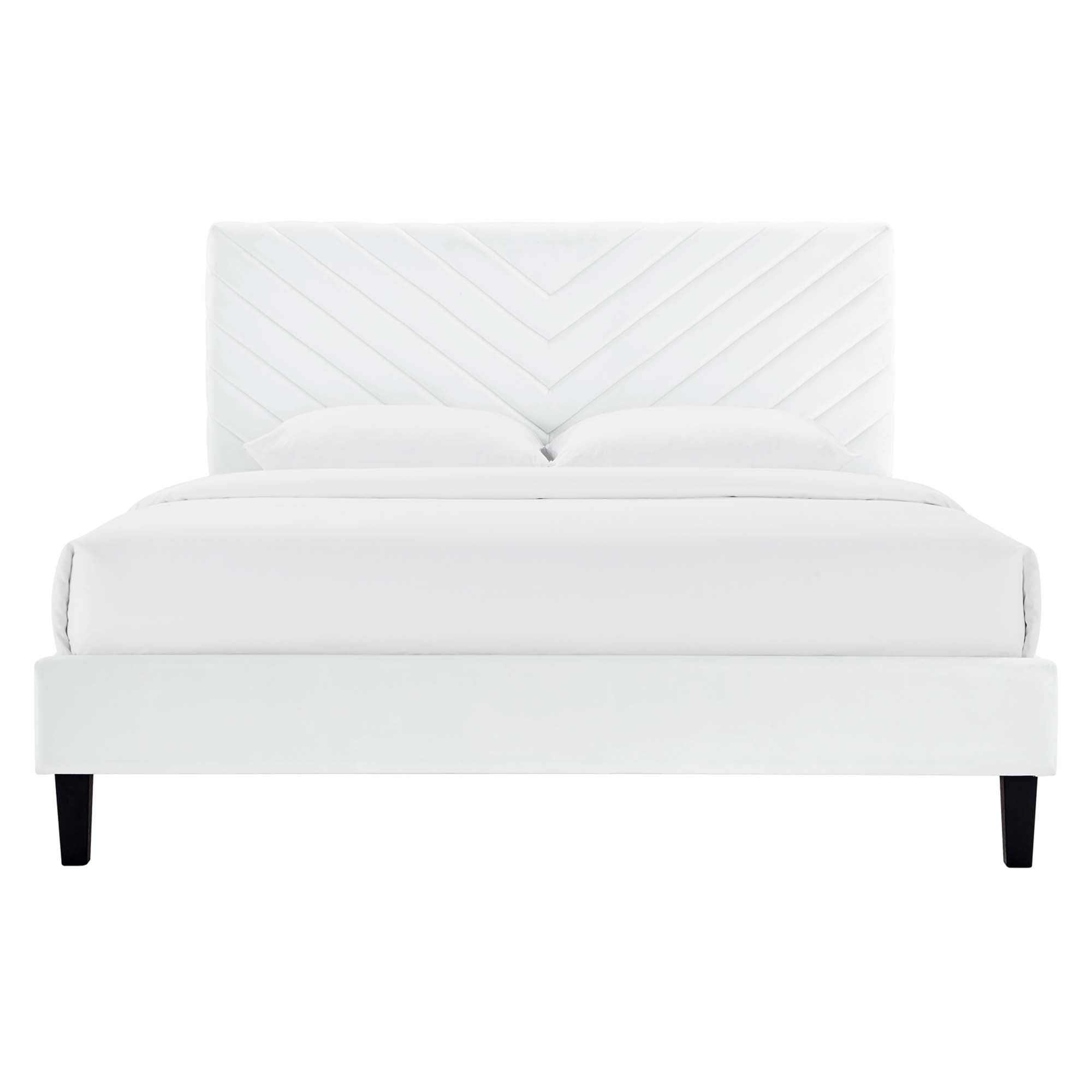 Roxanne Performance Velvet Platform Bed With Black Wood Legs by Modway