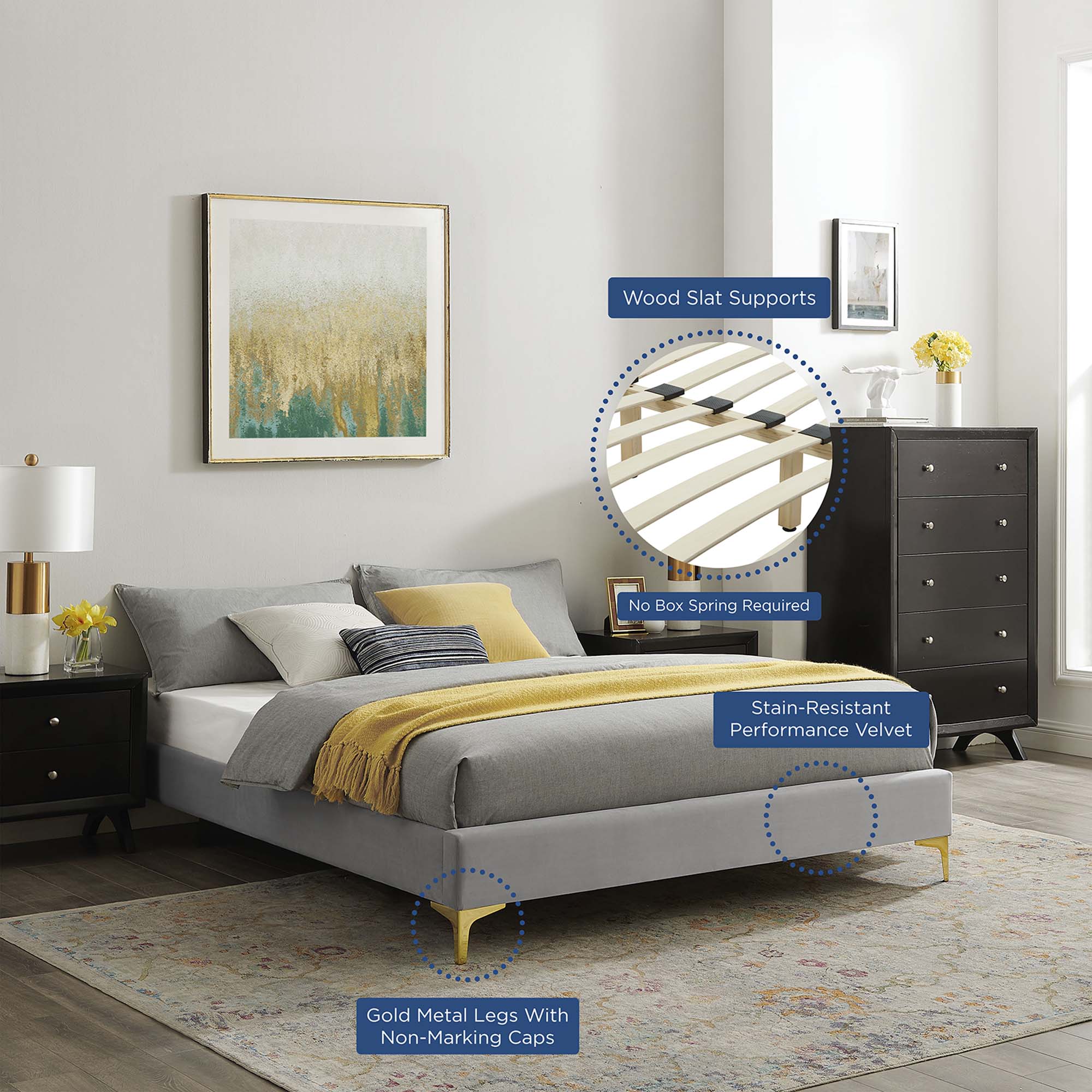 Sutton Performance Velvet Bed Frame by Modway