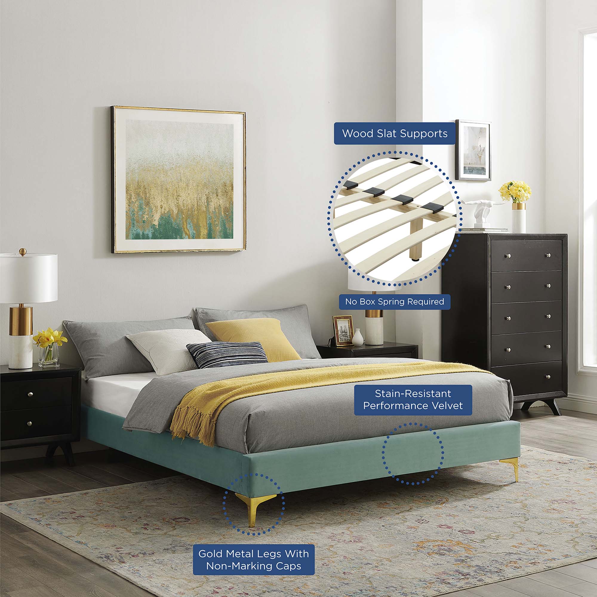 Sutton Performance Velvet Bed Frame by Modway