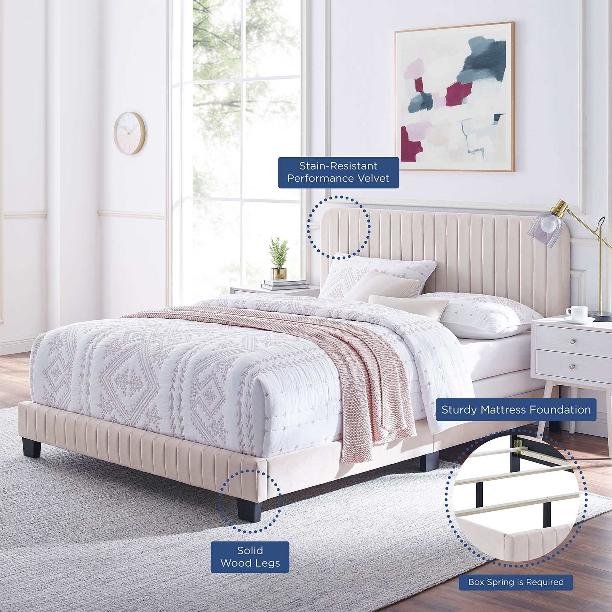 Celine Channel Tufted Performance Velvet Bed by Modway