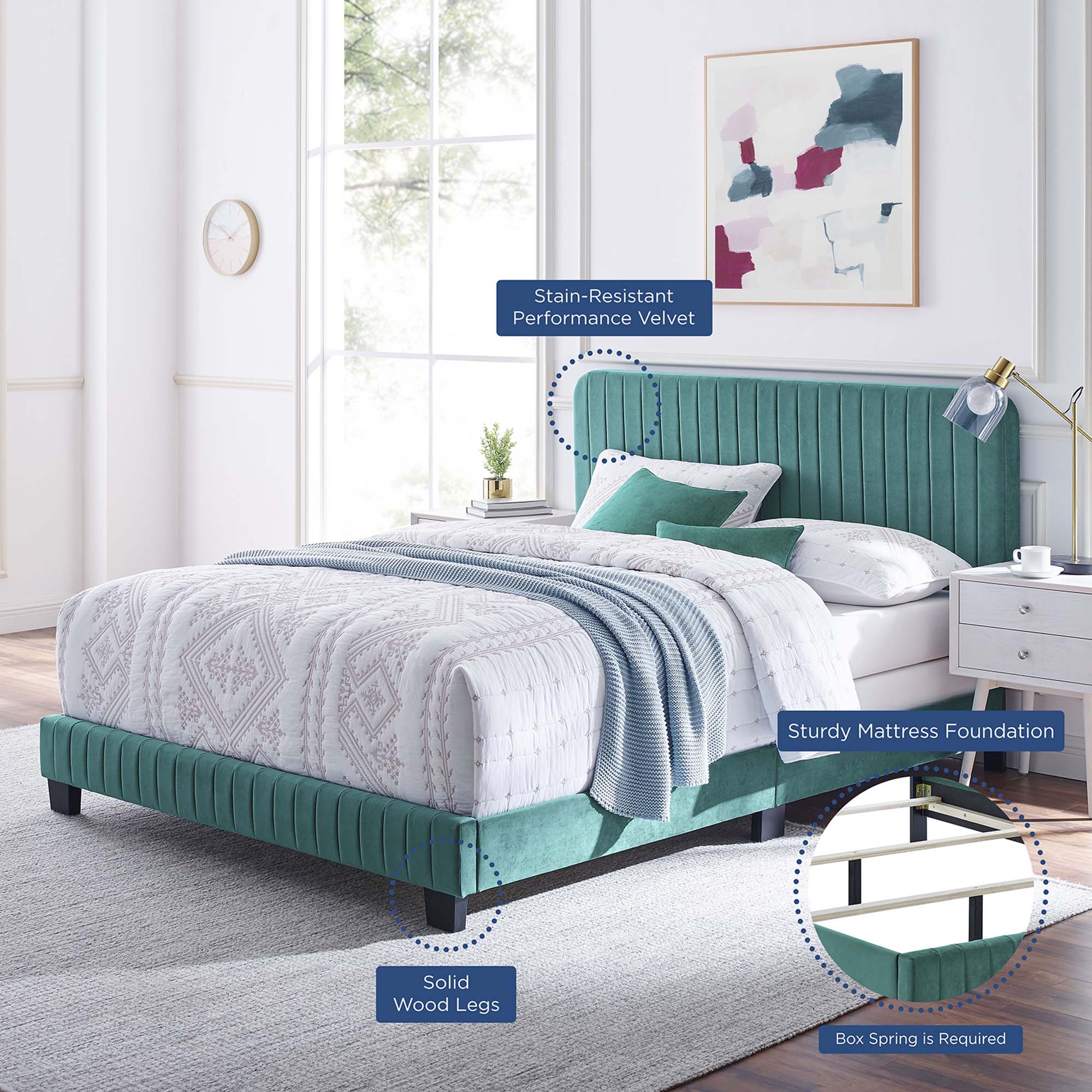 Celine Channel Tufted Performance Velvet Bed by Modway