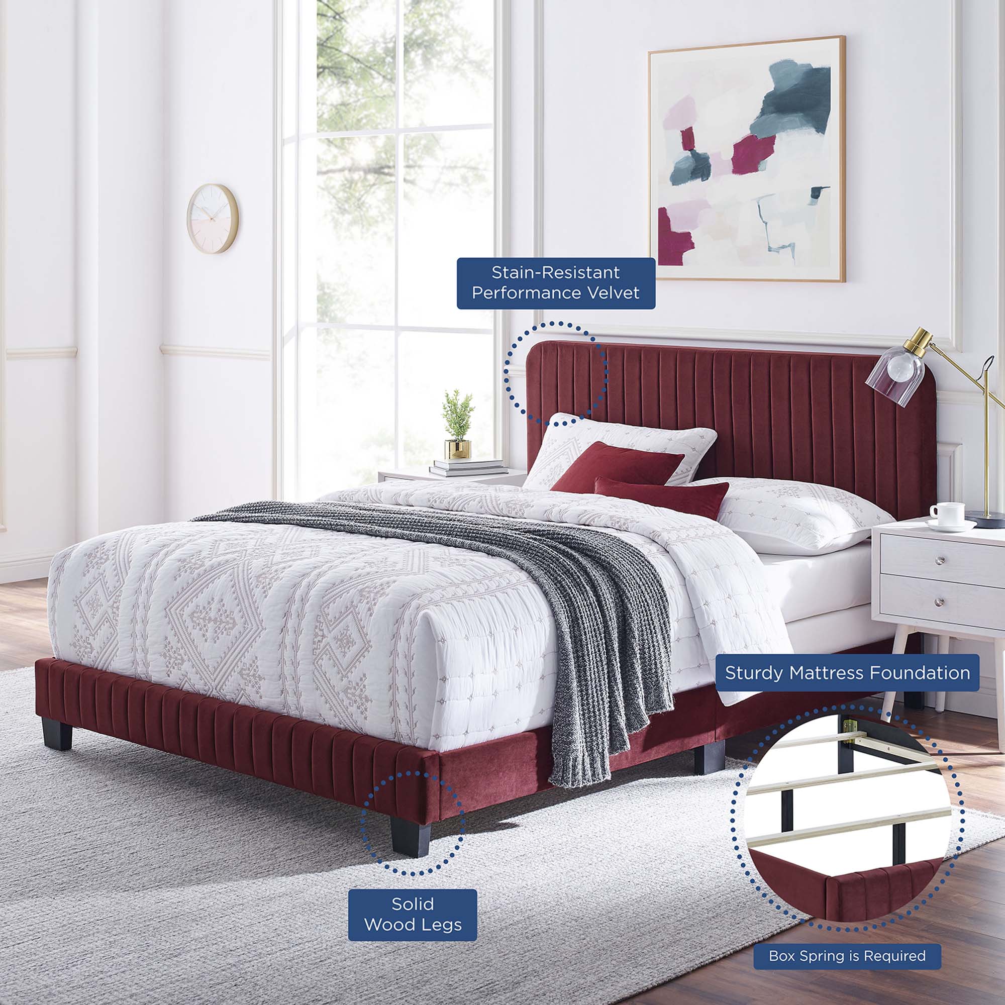Celine Channel Tufted Performance Velvet Bed by Modway