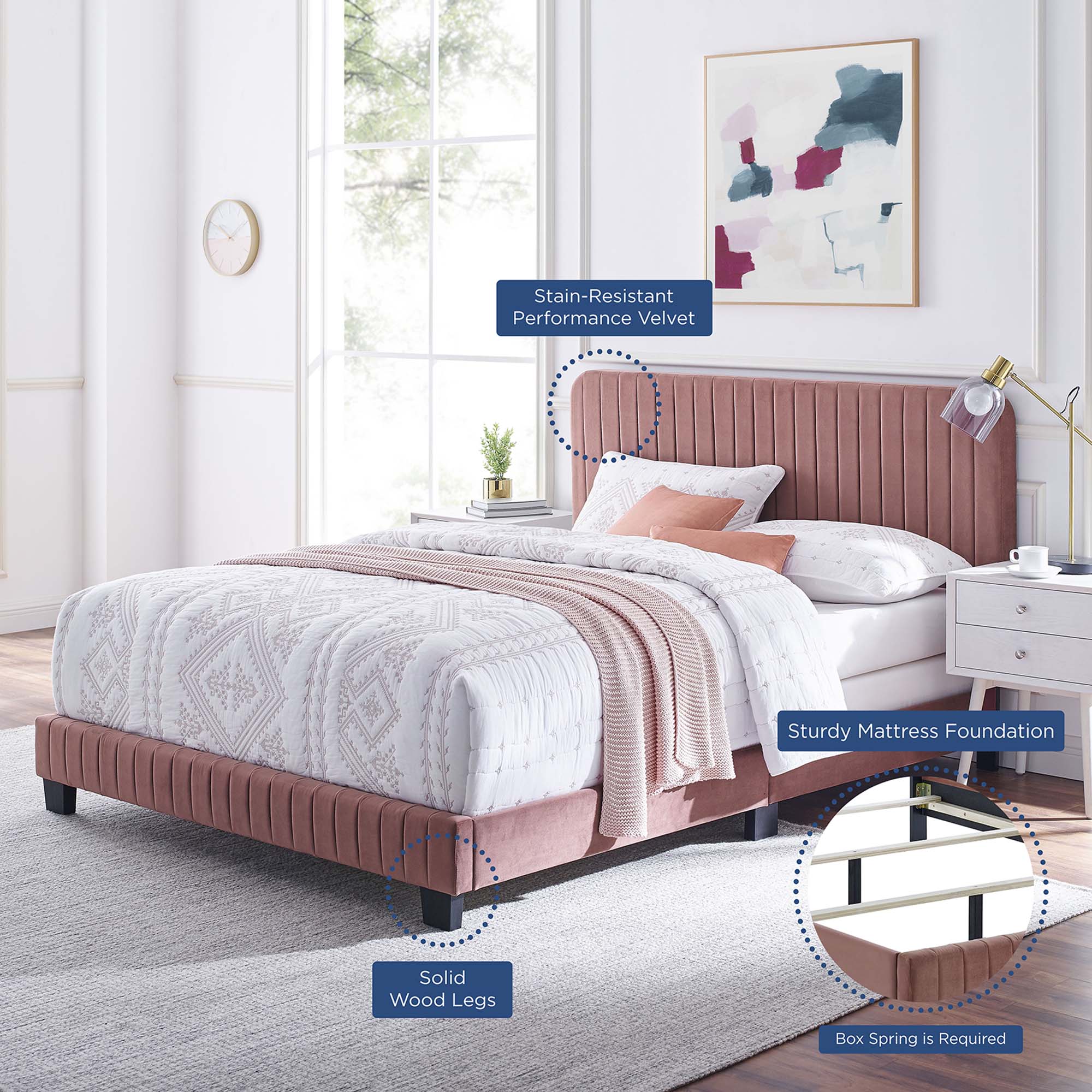 Celine Channel Tufted Performance Velvet Bed by Modway
