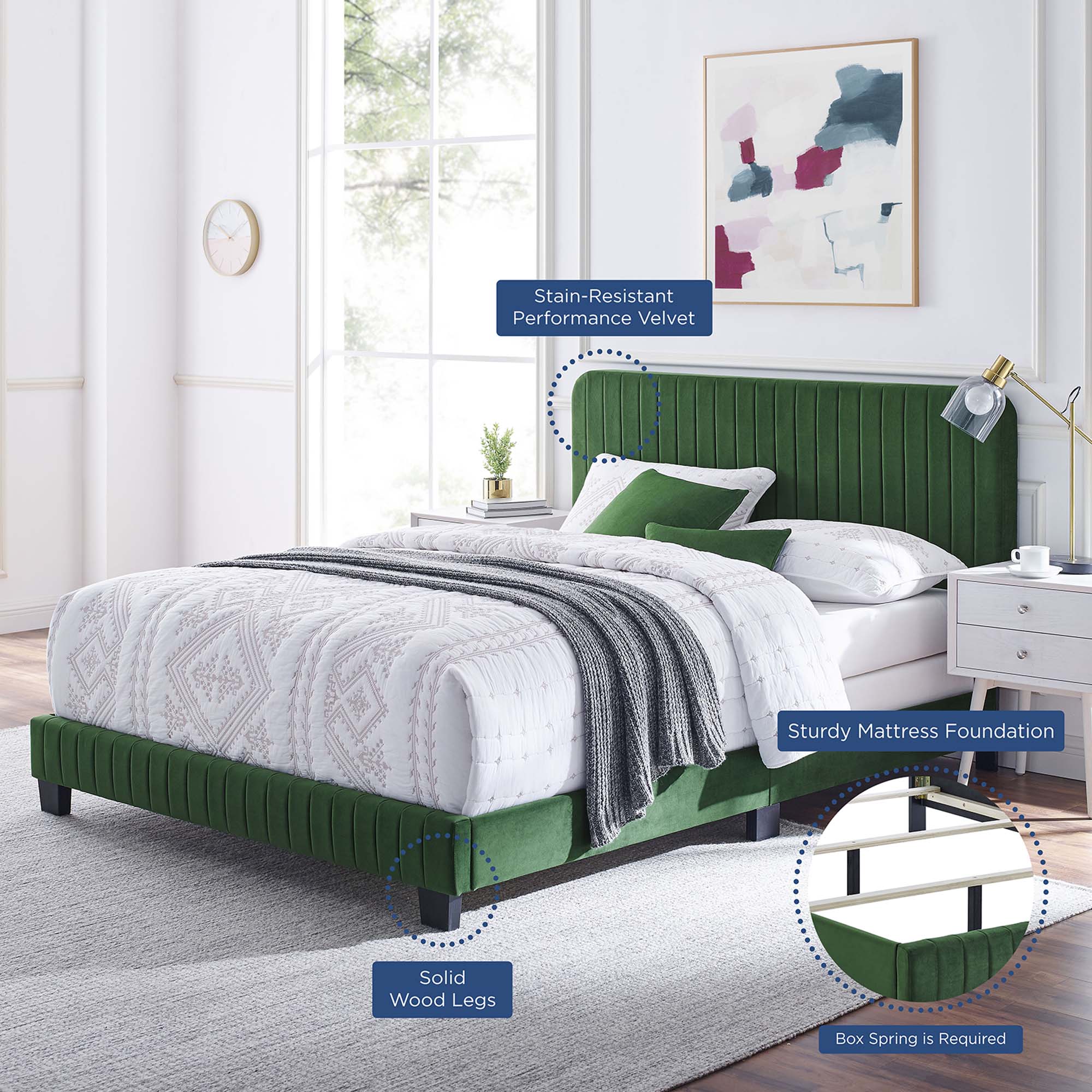 Celine Channel Tufted Performance Velvet Bed by Modway