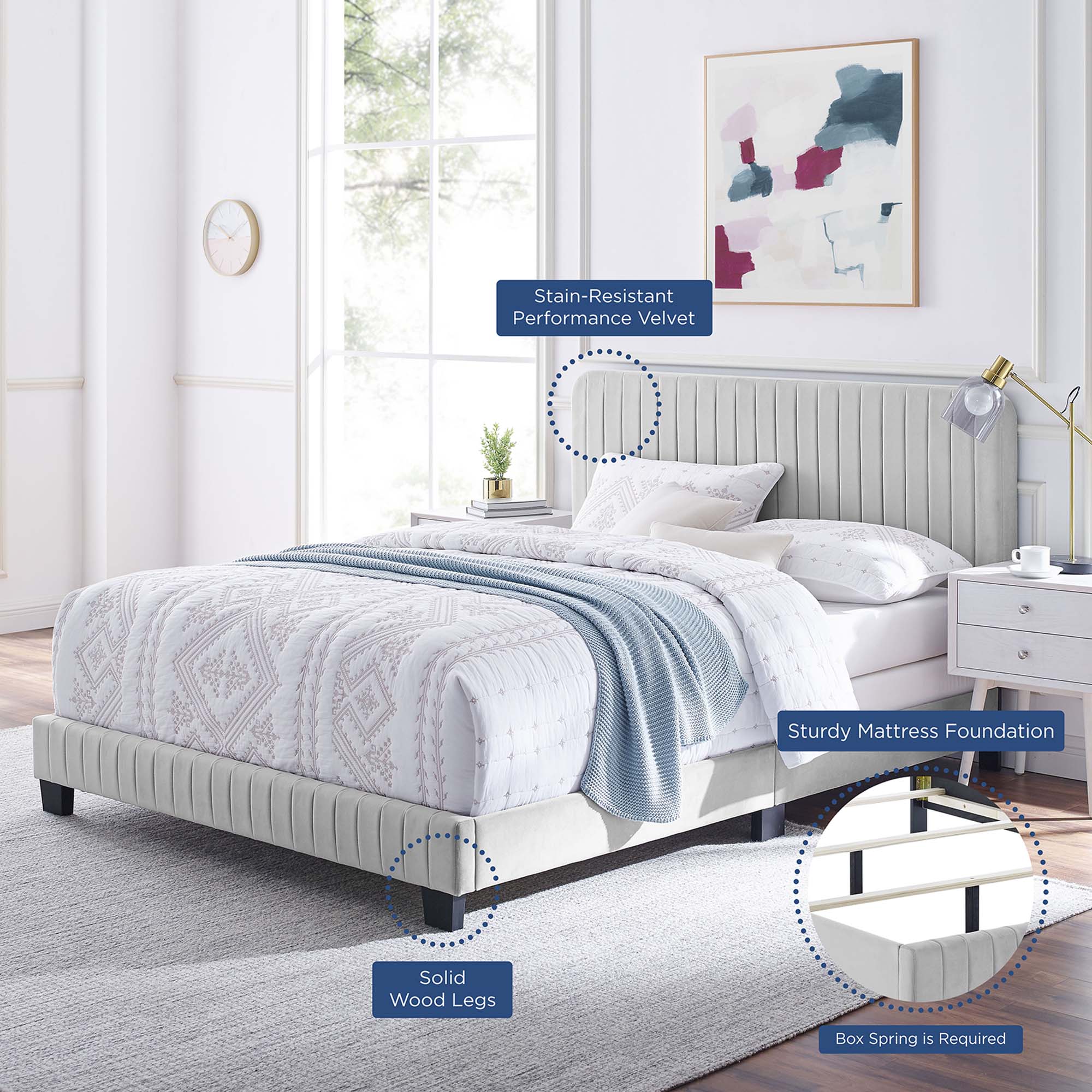 Celine Channel Tufted Performance Velvet Bed by Modway
