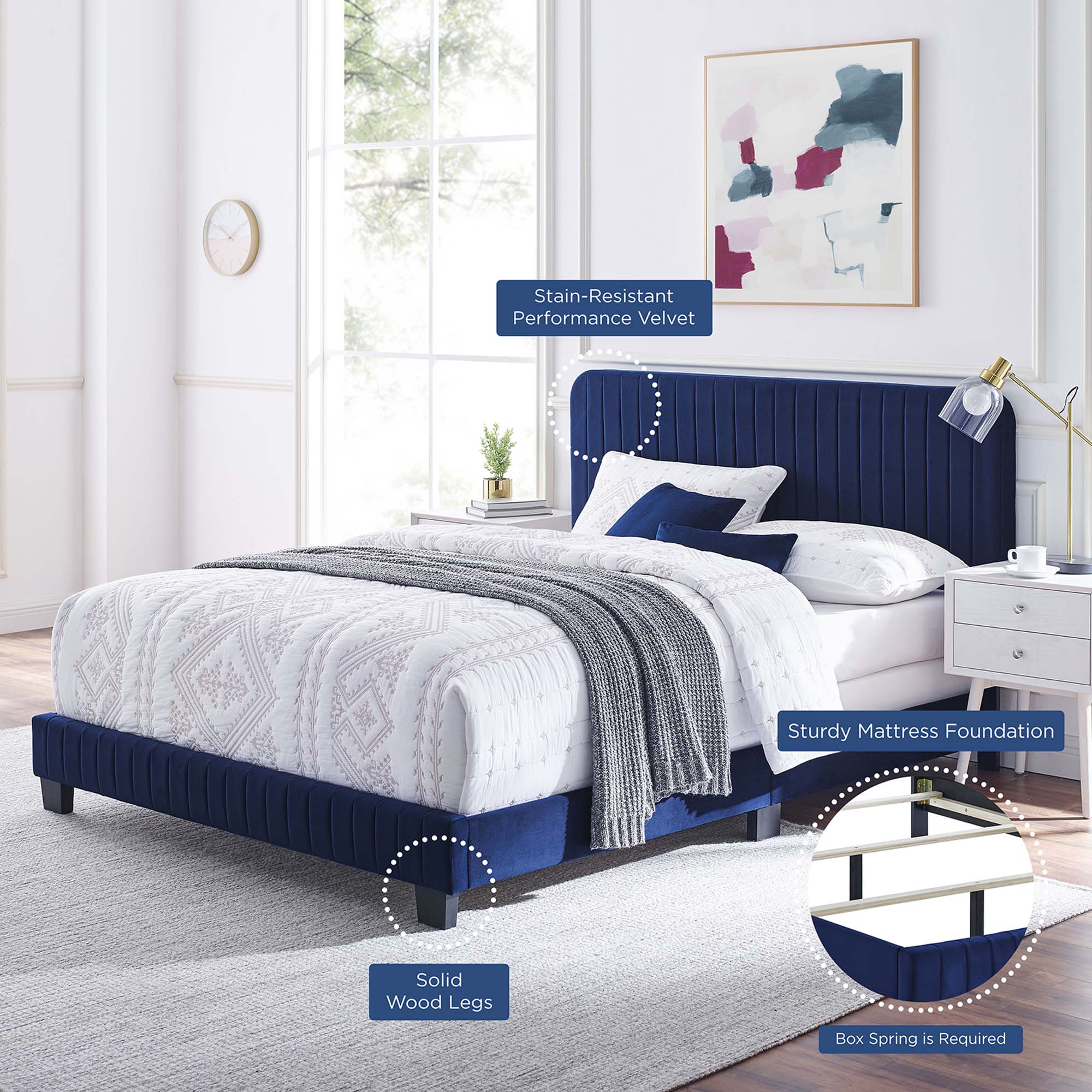 Celine Channel Tufted Performance Velvet Bed by Modway