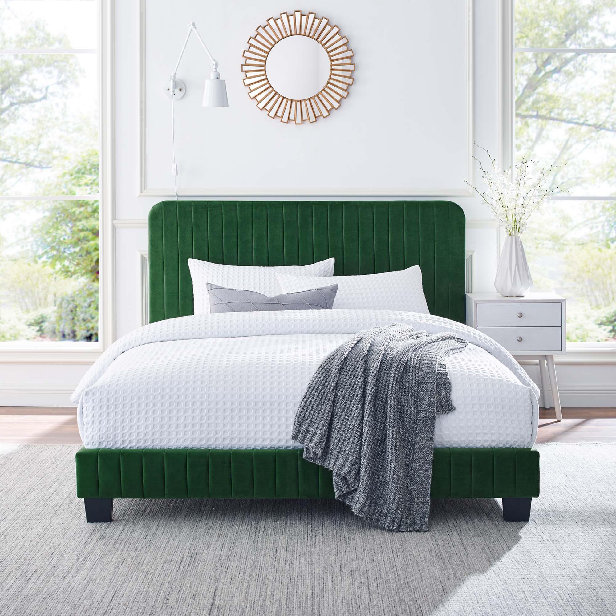Celine  Channel Tufted Performance Velvet  Platform Bed