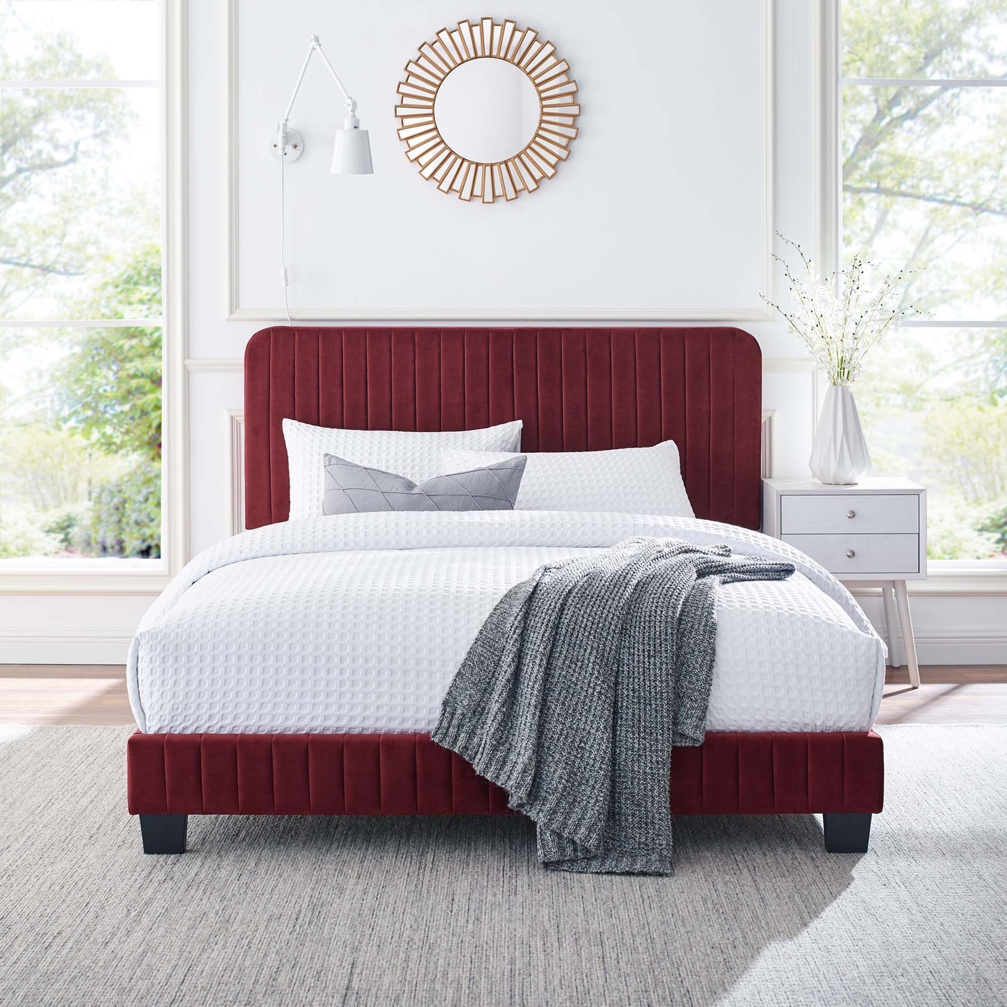 Celine  Channel Tufted Performance Velvet  Platform Bed