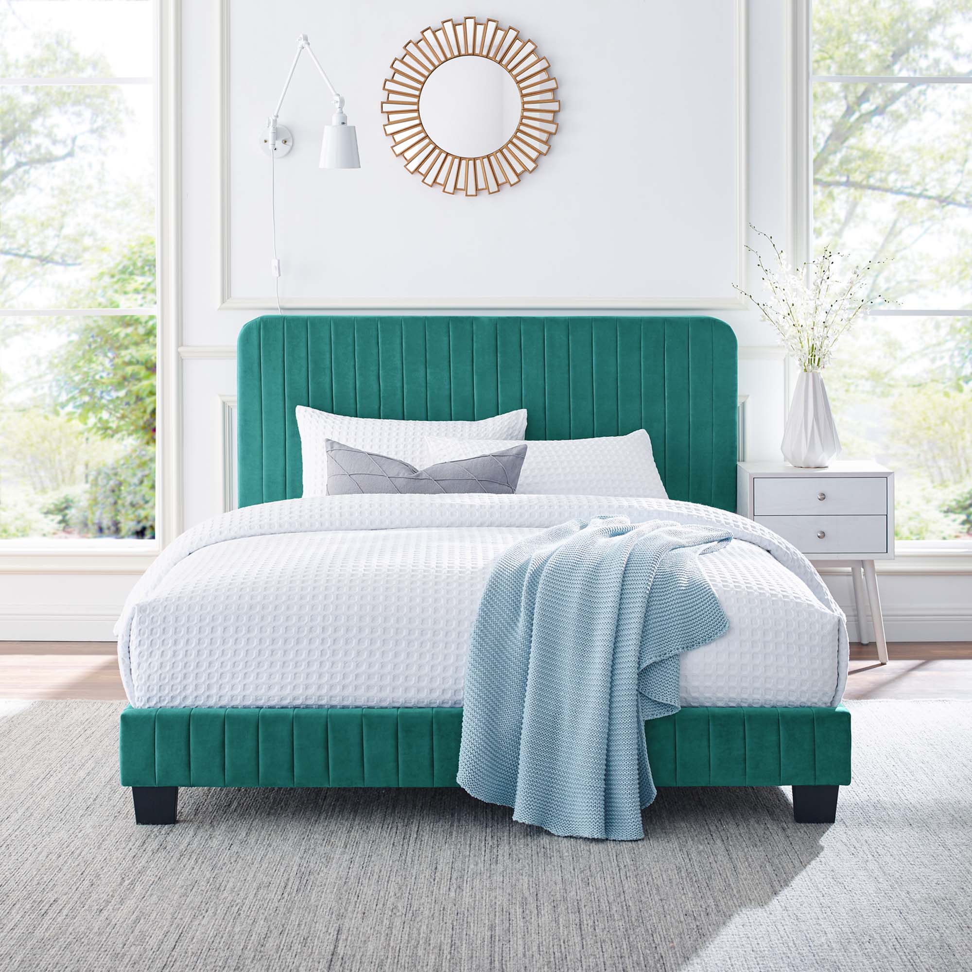 Celine  Channel Tufted Performance Velvet  Platform Bed