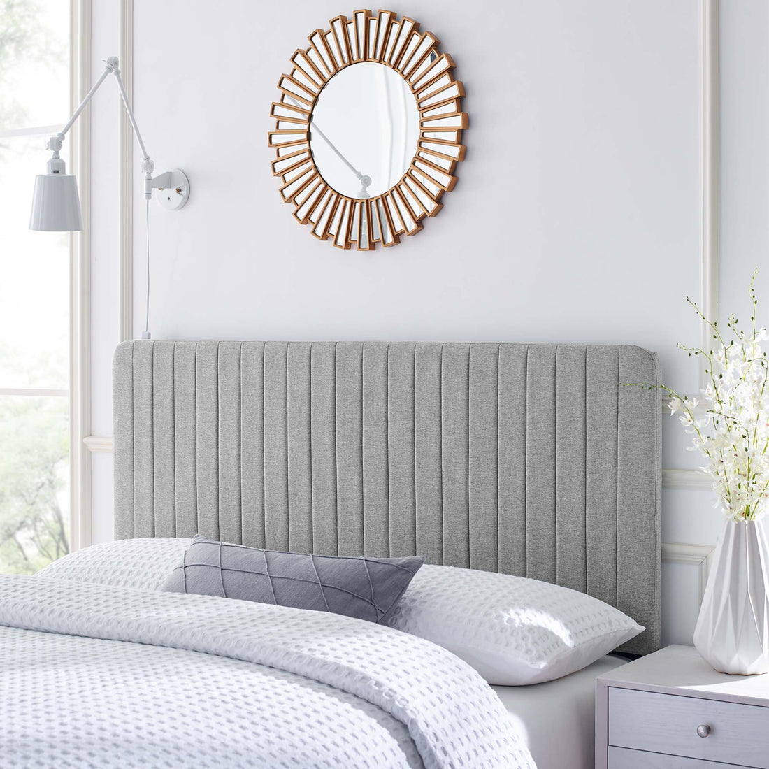 Milenna Channel Tufted Upholstered Fabric Headboard by Modway