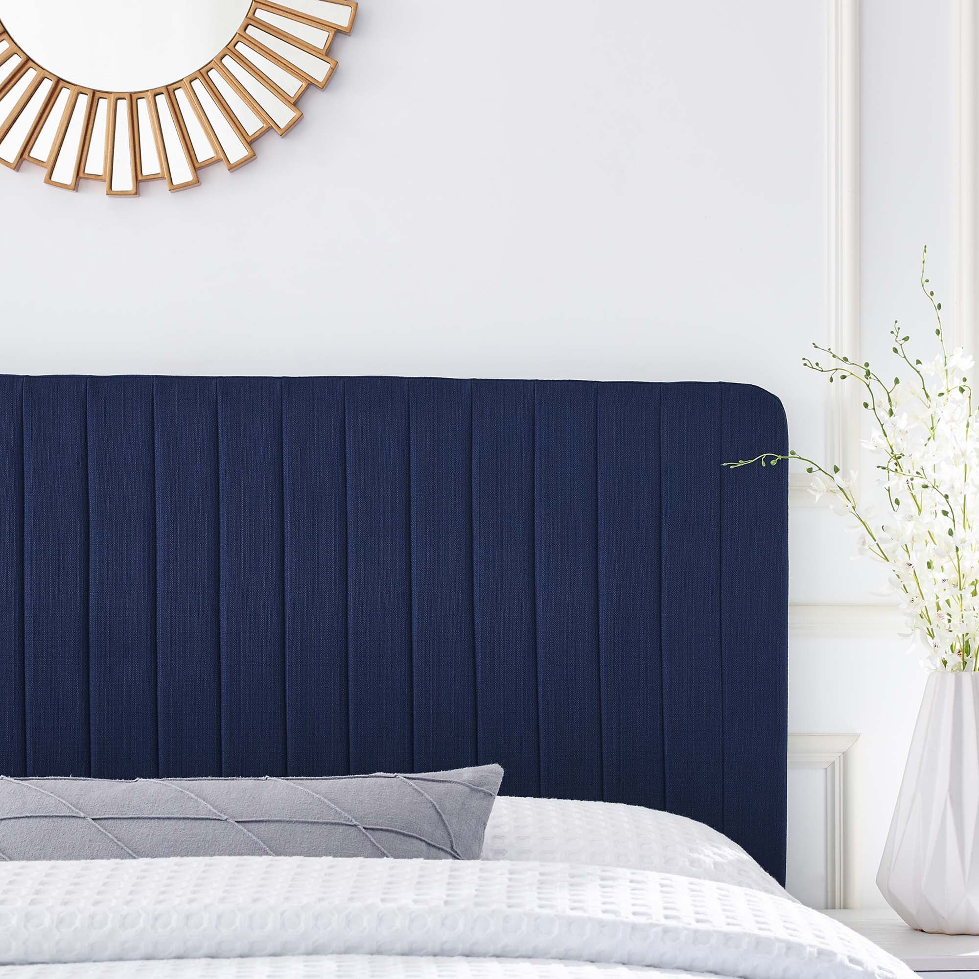 Milenna Channel Tufted Upholstered Fabric Headboard by Modway