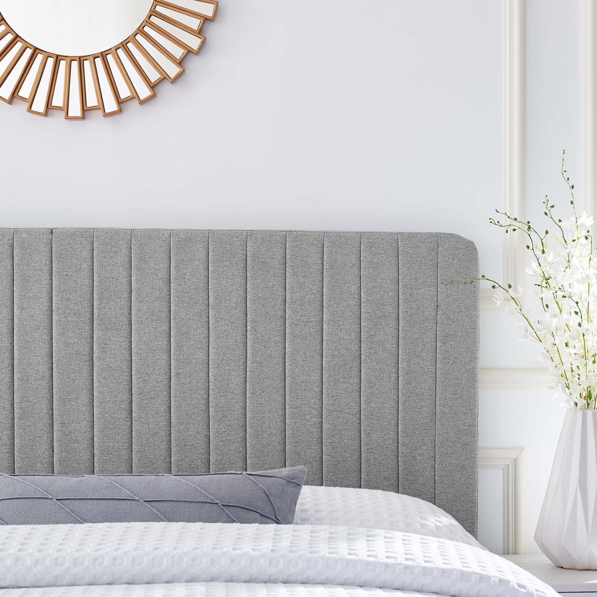 Milenna Channel Tufted Upholstered Fabric Headboard by Modway