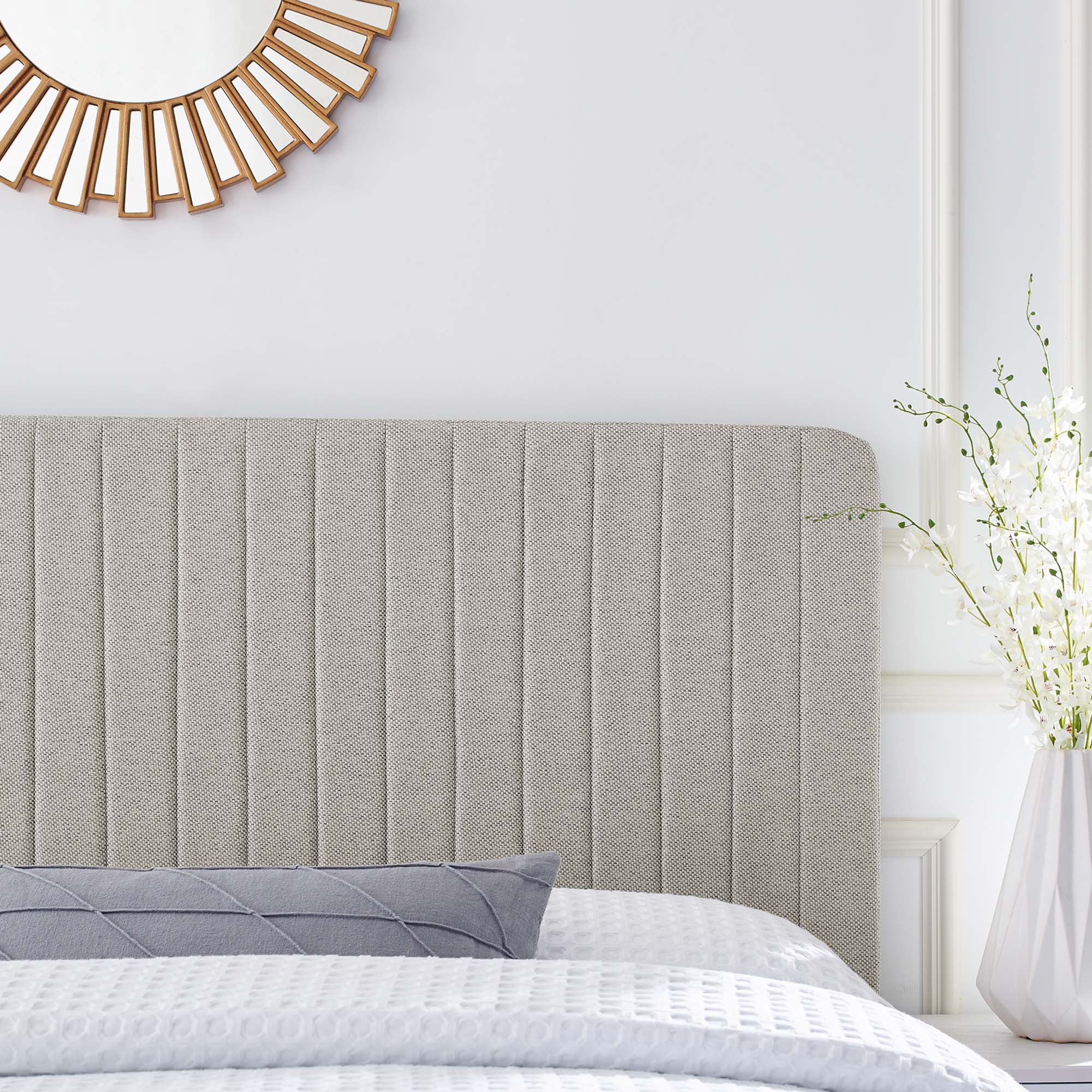 Milenna Channel Tufted Upholstered Fabric Headboard by Modway