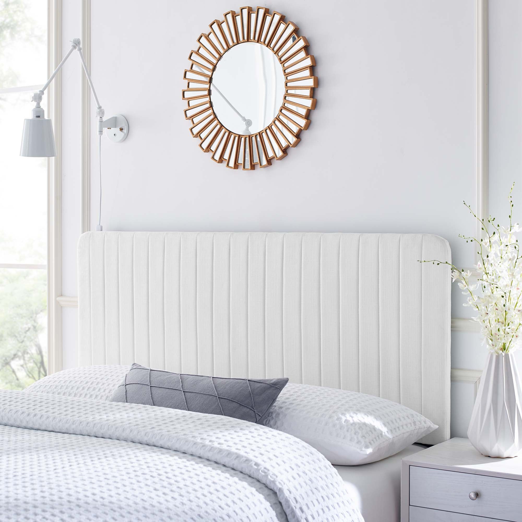 Milenna Channel Tufted Upholstered Fabric Headboard by Modway