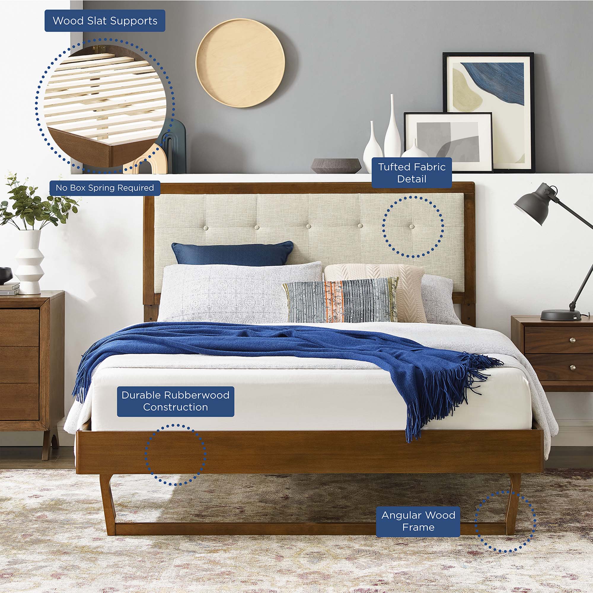 Willow Wood Platform Bed With Angular Frame by Modway