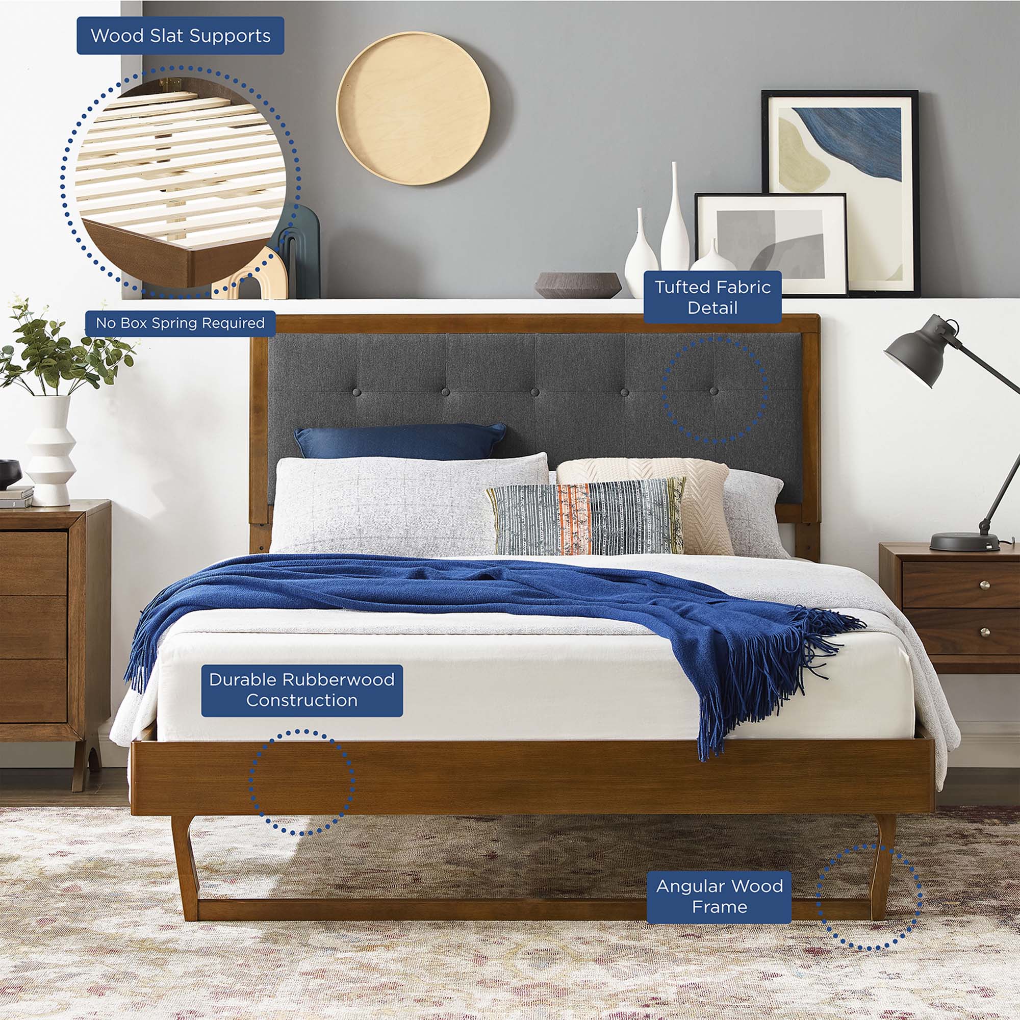 Willow Wood Platform Bed With Angular Frame by Modway