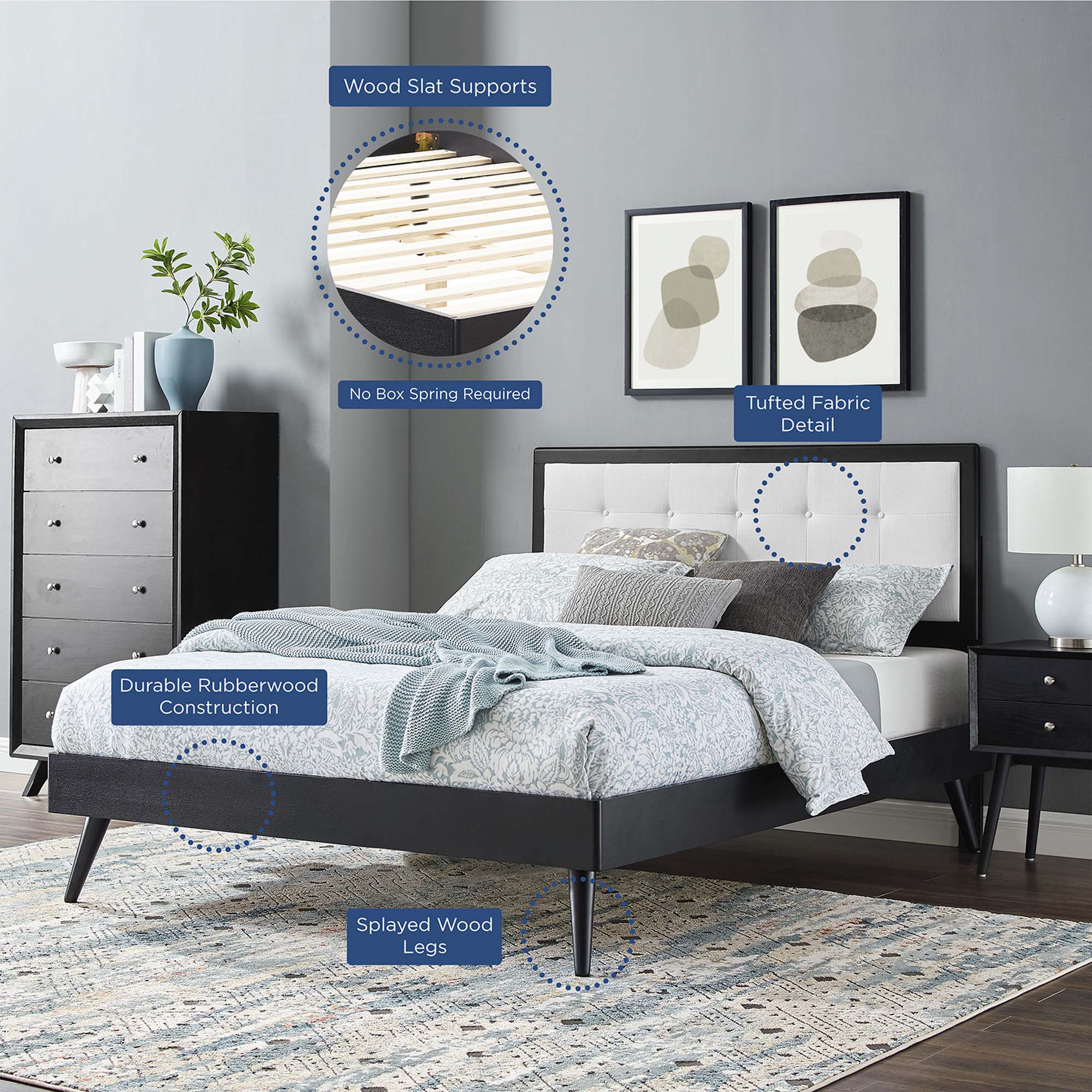 Willow Wood Platform Bed With Splayed Legs by Modway