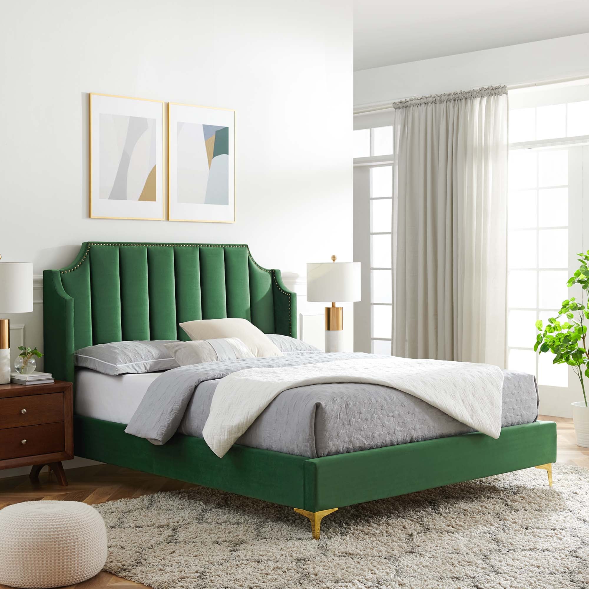 Daniella Performance Velvet Platform Bed by Modway