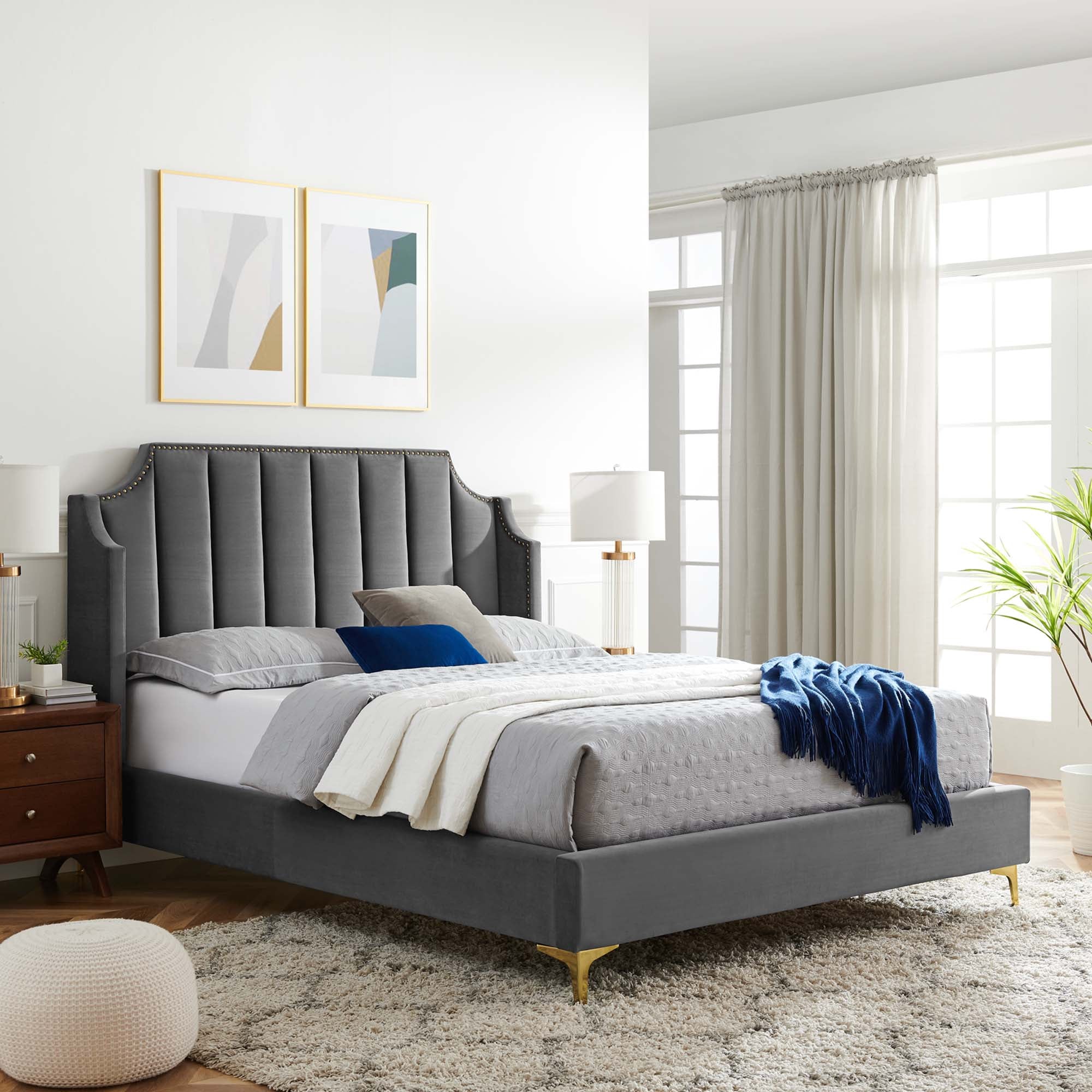Daniella Performance Velvet Platform Bed by Modway