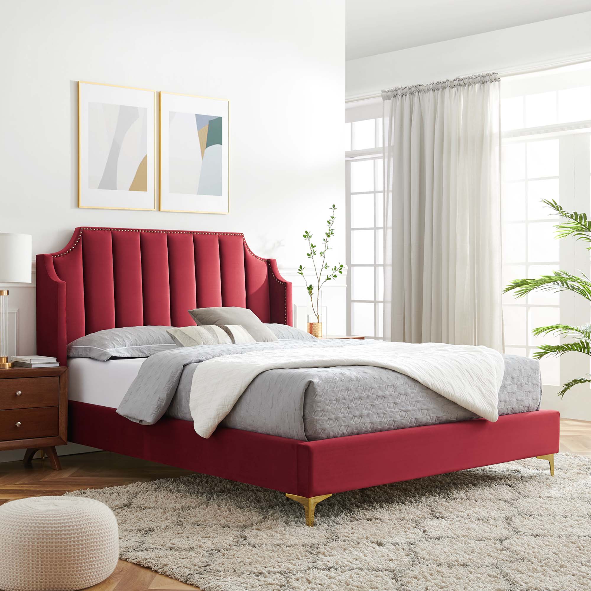 Daniella Performance Velvet Platform Bed by Modway