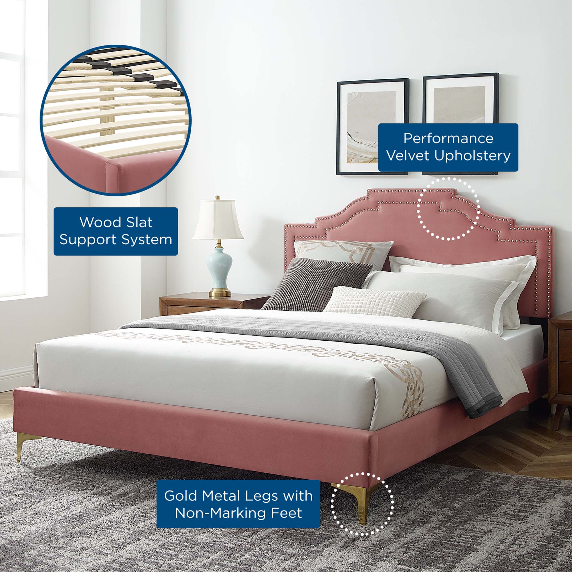Adelaide Performance Velvet Platform Bed by Modway