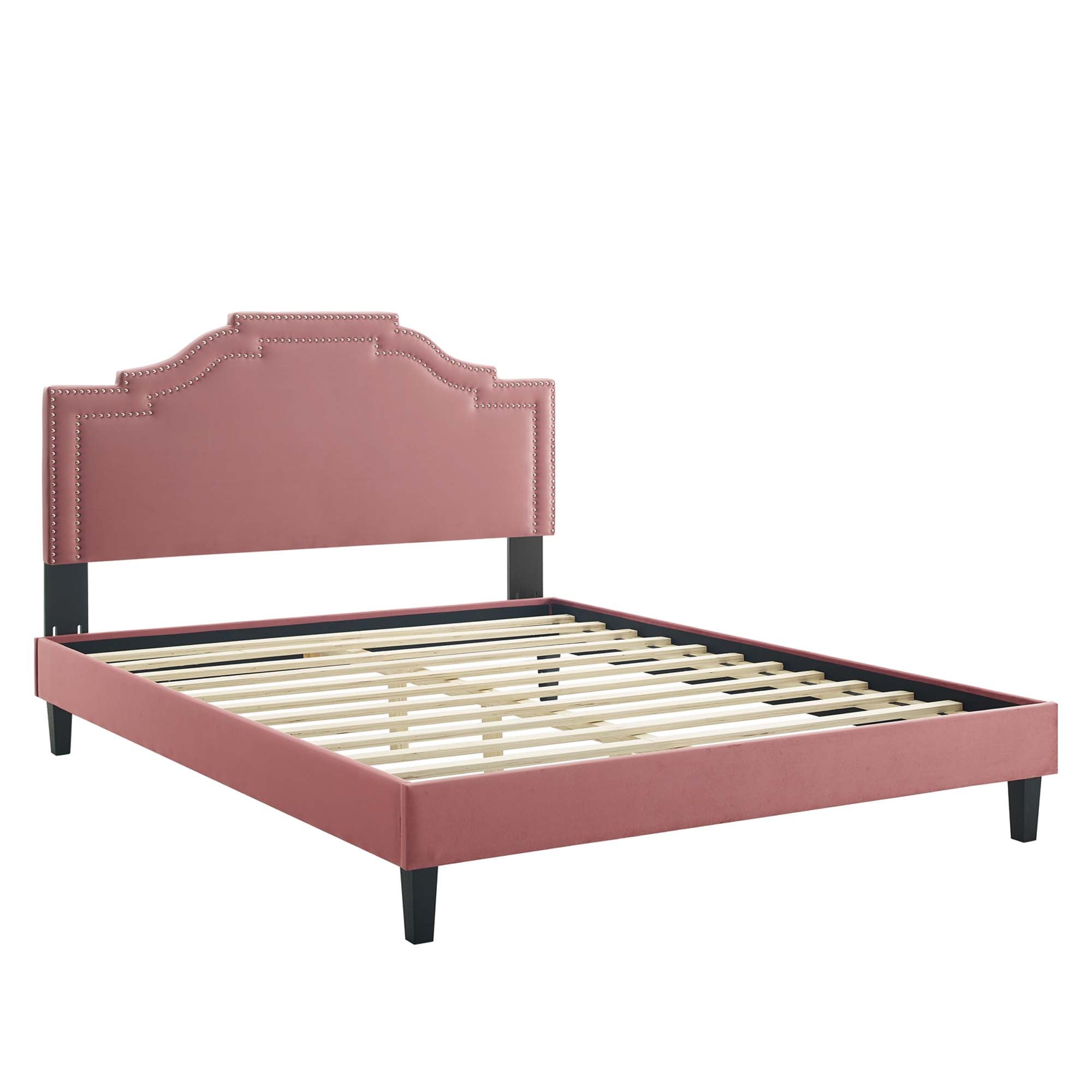 Adelaide Performance Velvet Platform Bed With Black Wood Legs by Modway