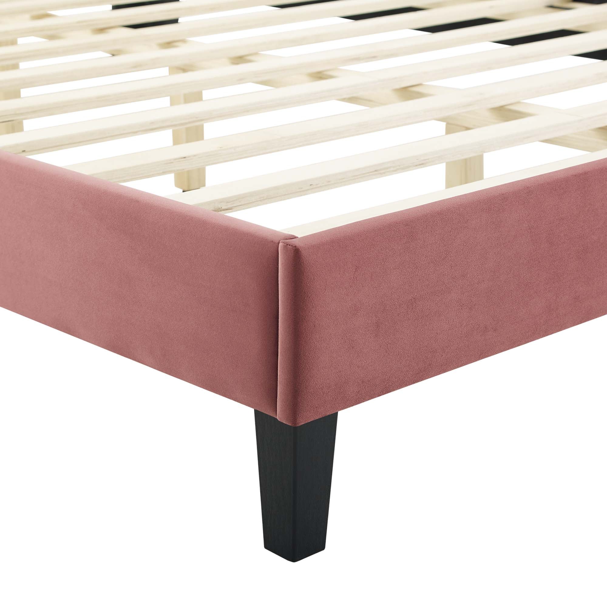 Adelaide Performance Velvet Platform Bed With Black Wood Legs by Modway