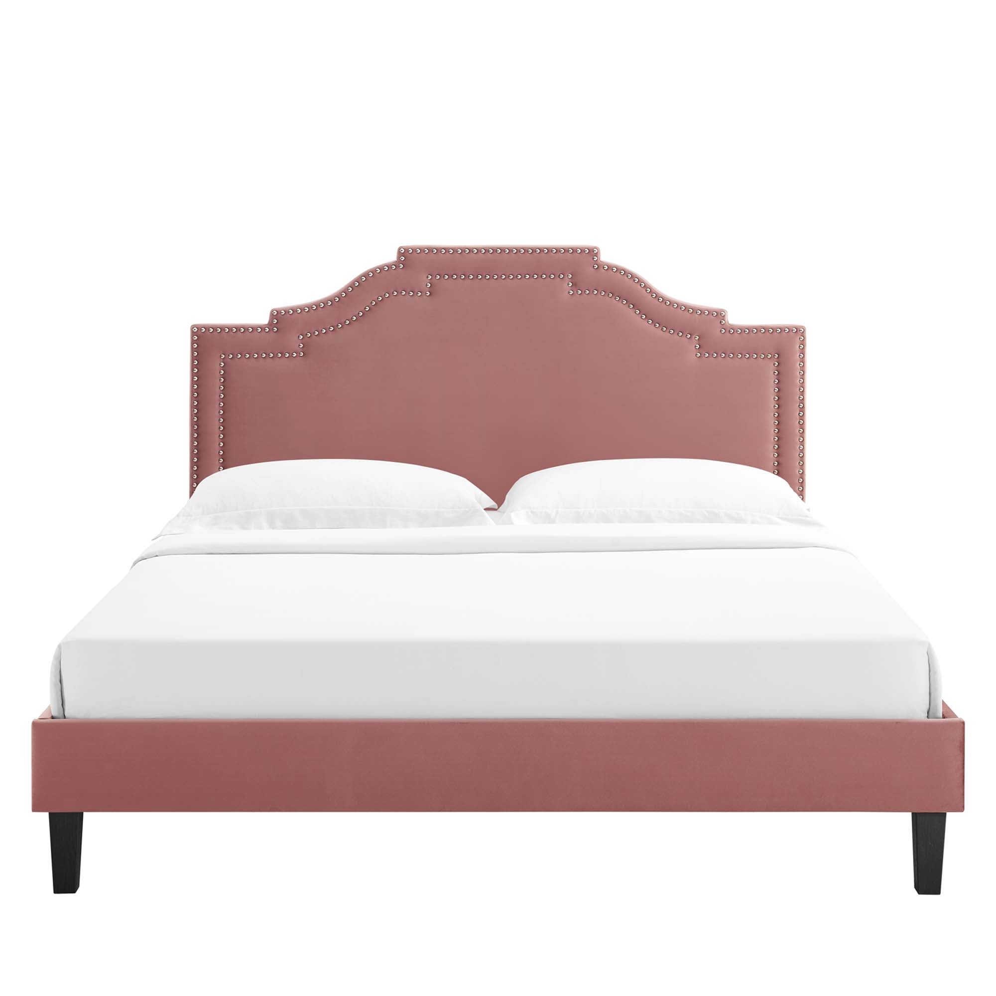 Adelaide Performance Velvet Platform Bed With Black Wood Legs by Modway