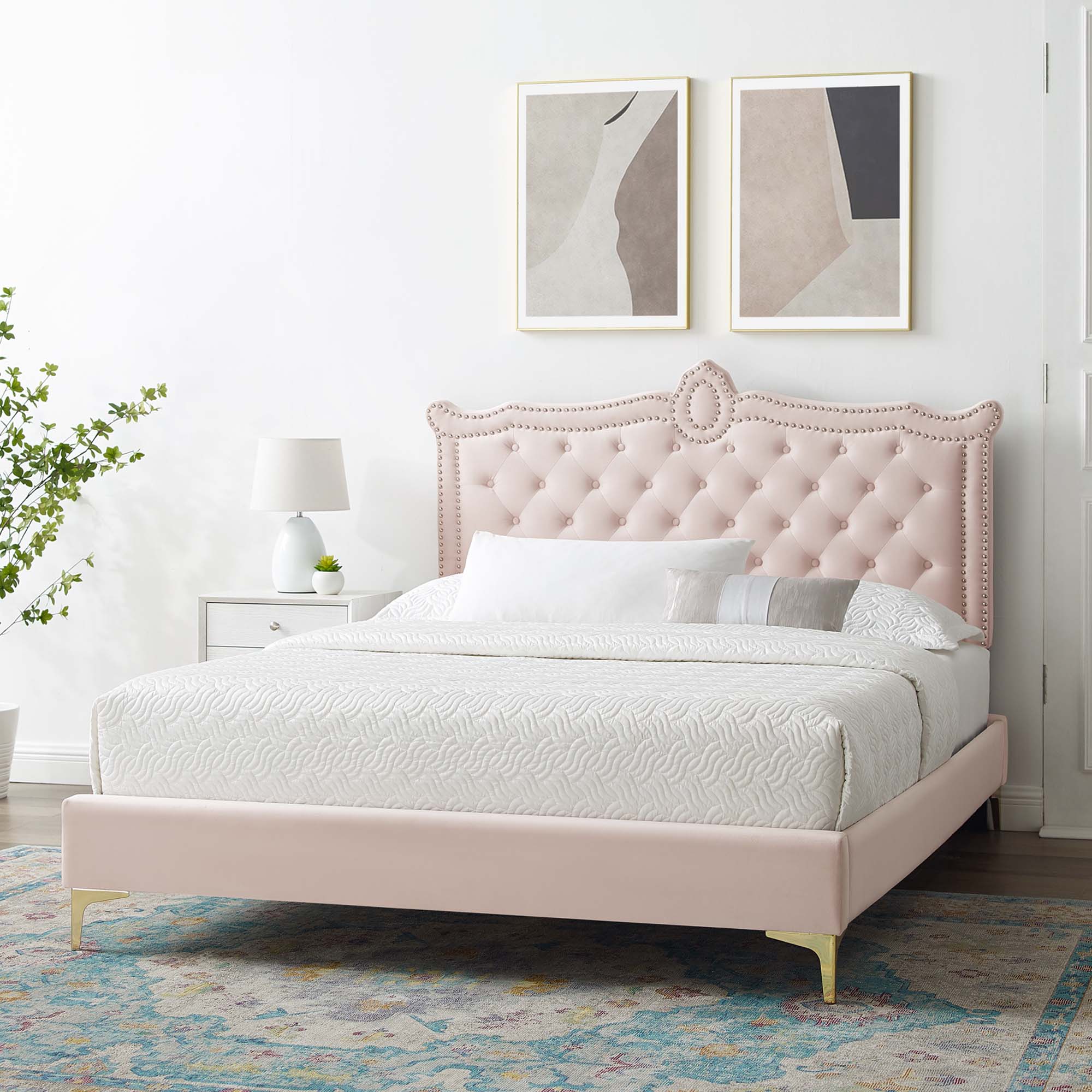 Clara Performance Velvet Queen Platform Bed by Modway