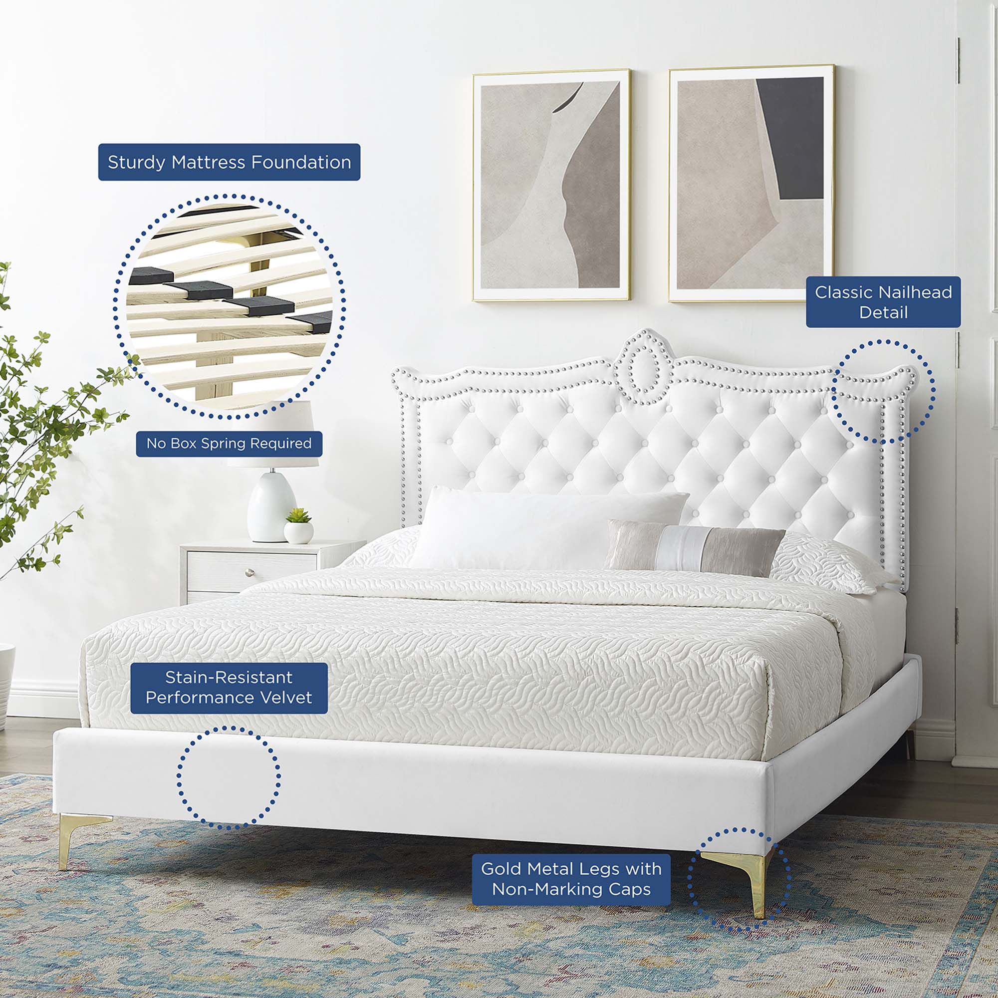 Clara Performance Velvet Queen Platform Bed by Modway