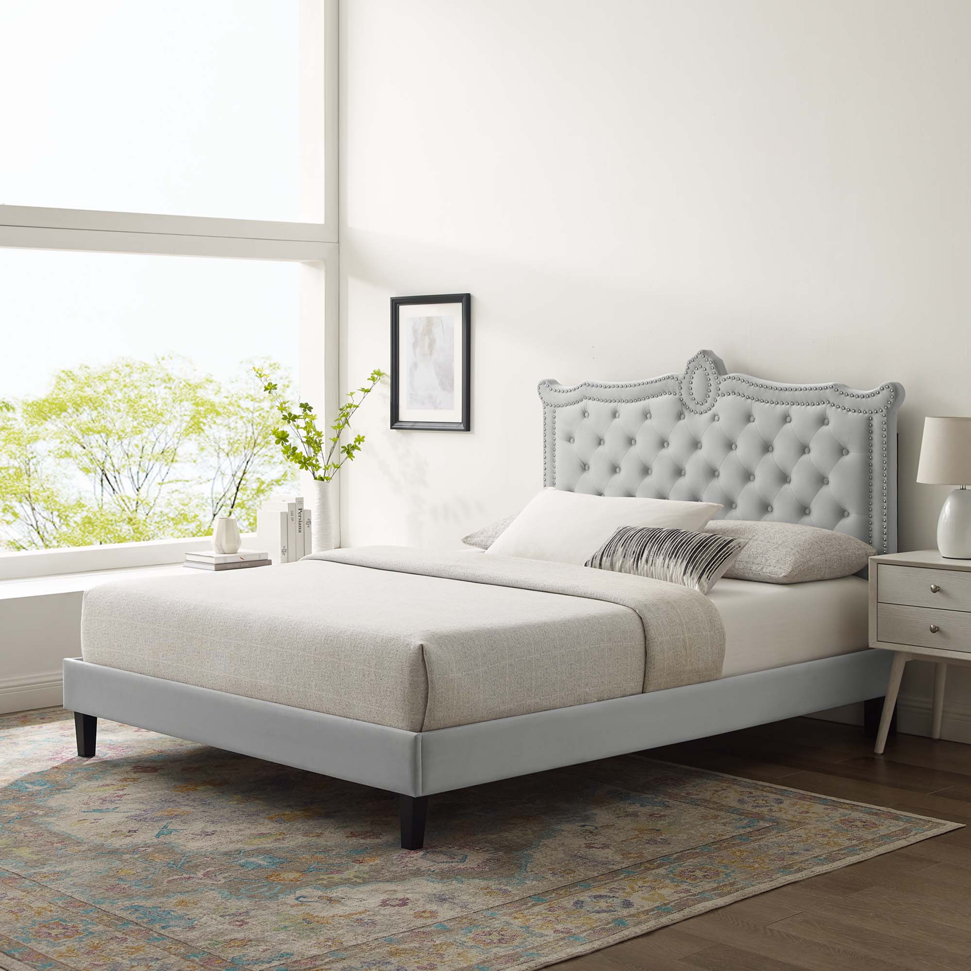 Clara Performance Velvet Queen Platform Bed by Modway