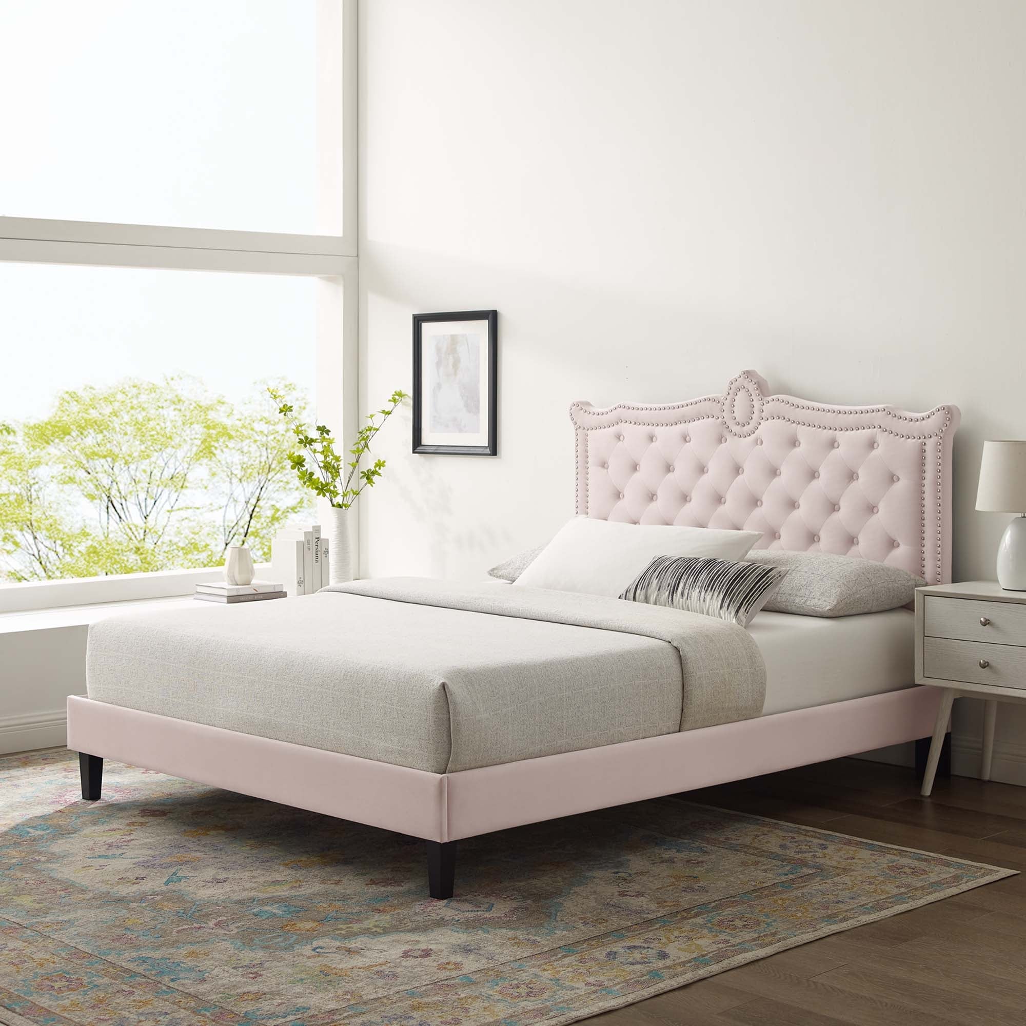 Clara Performance Velvet Queen Platform Bed by Modway