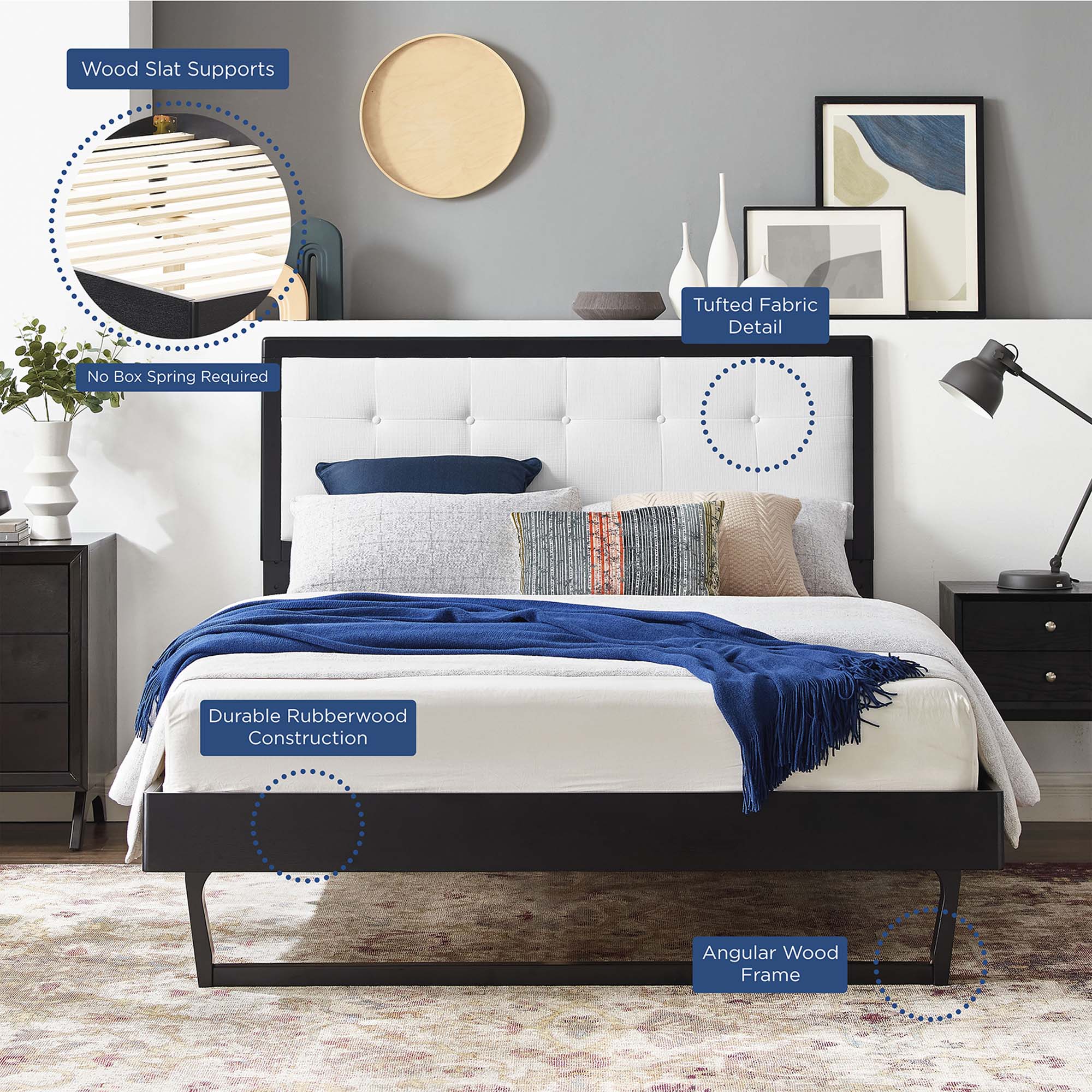 Willow Wood Platform Bed With Angular Frame by Modway