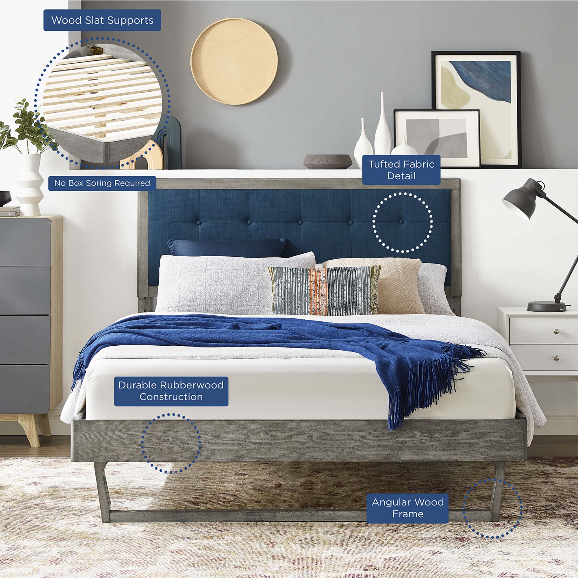 Willow Wood Platform Bed With Angular Frame by Modway