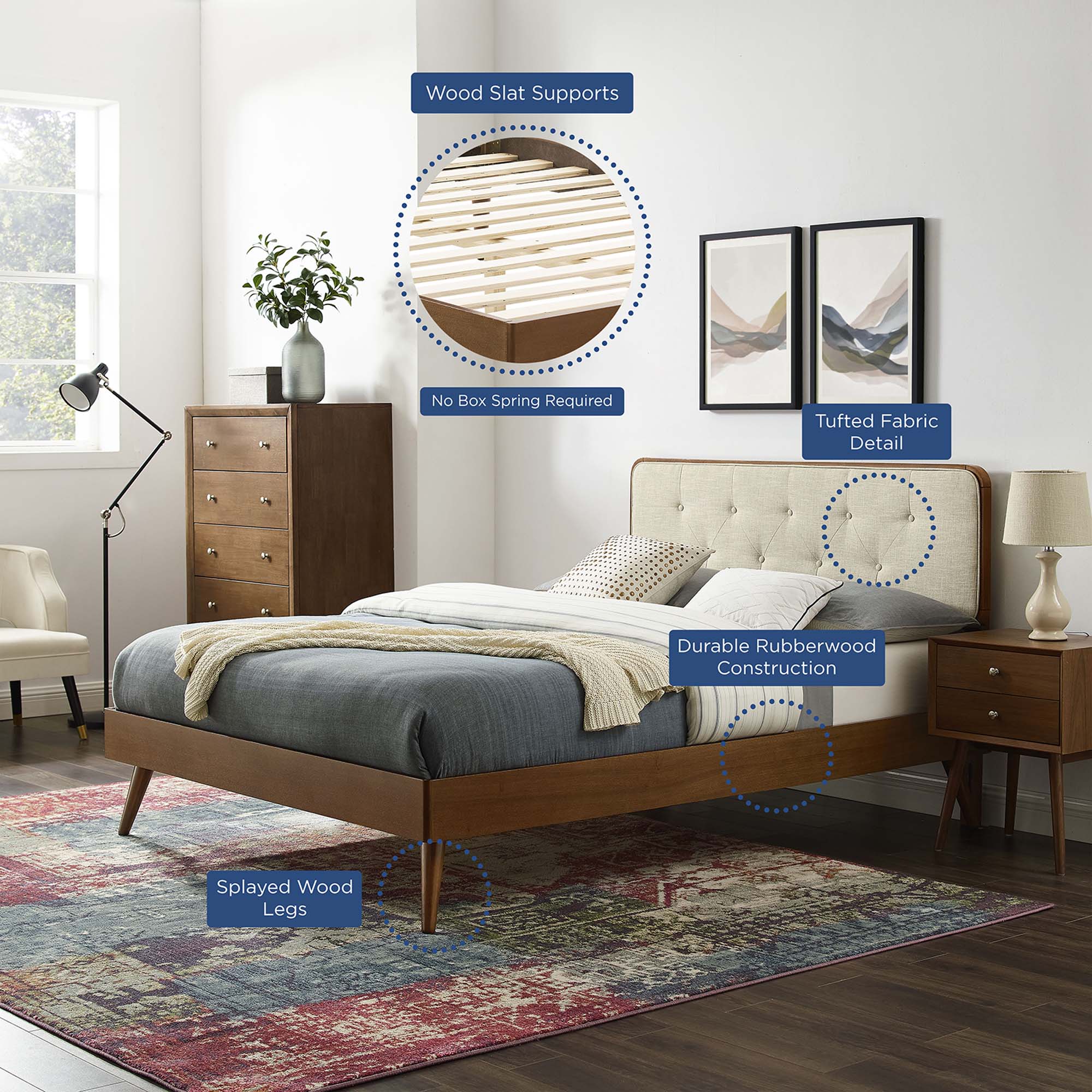 Bridgette Wood Platform Bed With Splayed Legs by Modway