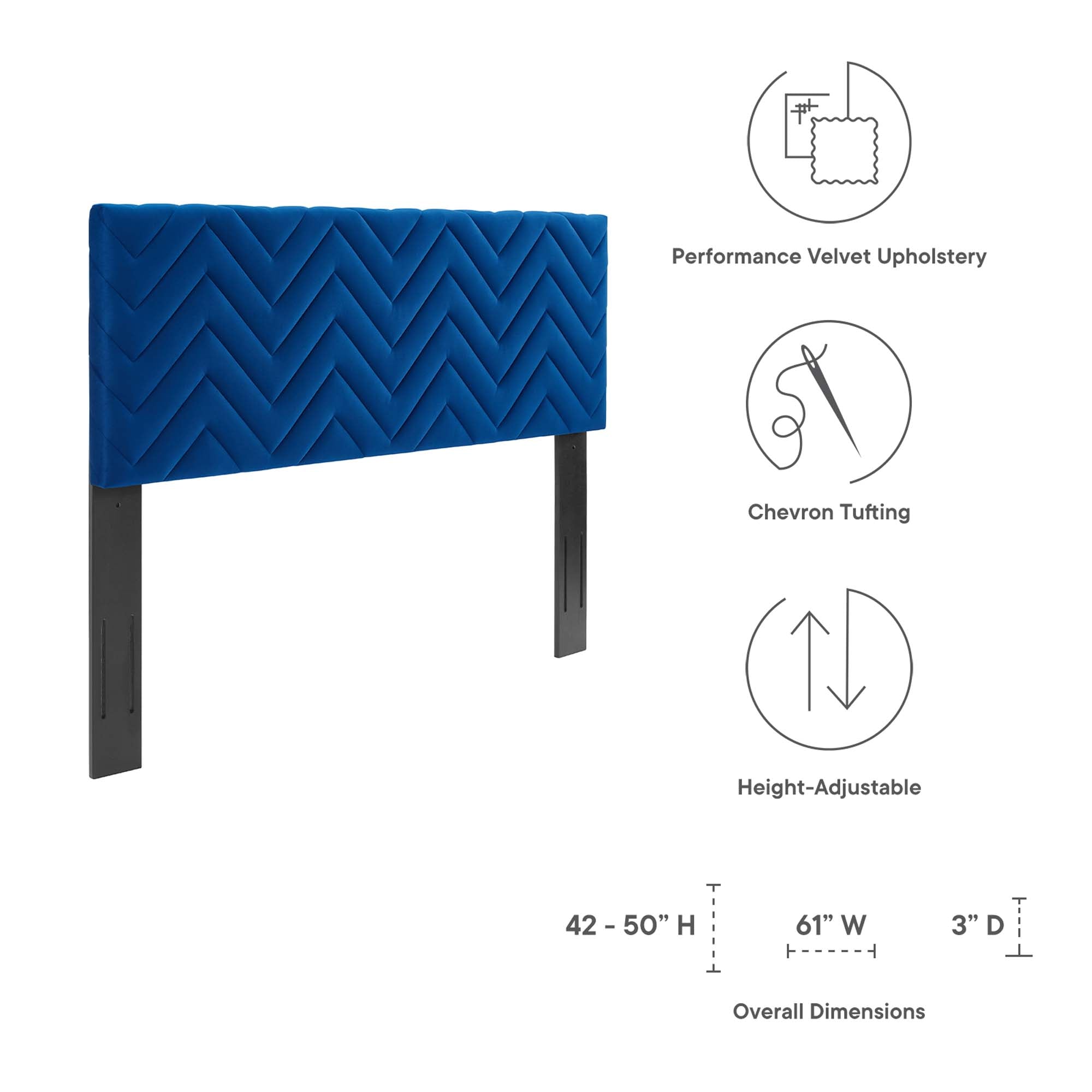 Mercy Chevron Tufted Performance Velvet Headboard by Modway