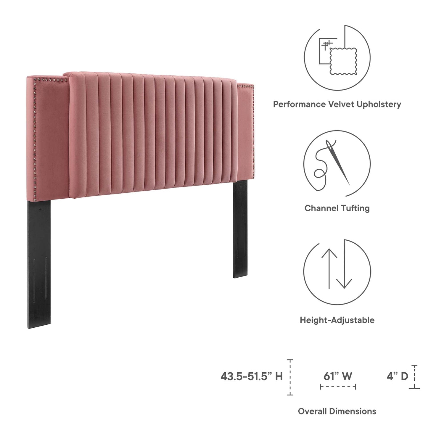 Felicity Channel Tufted Performance Velvet Headboard by Modway