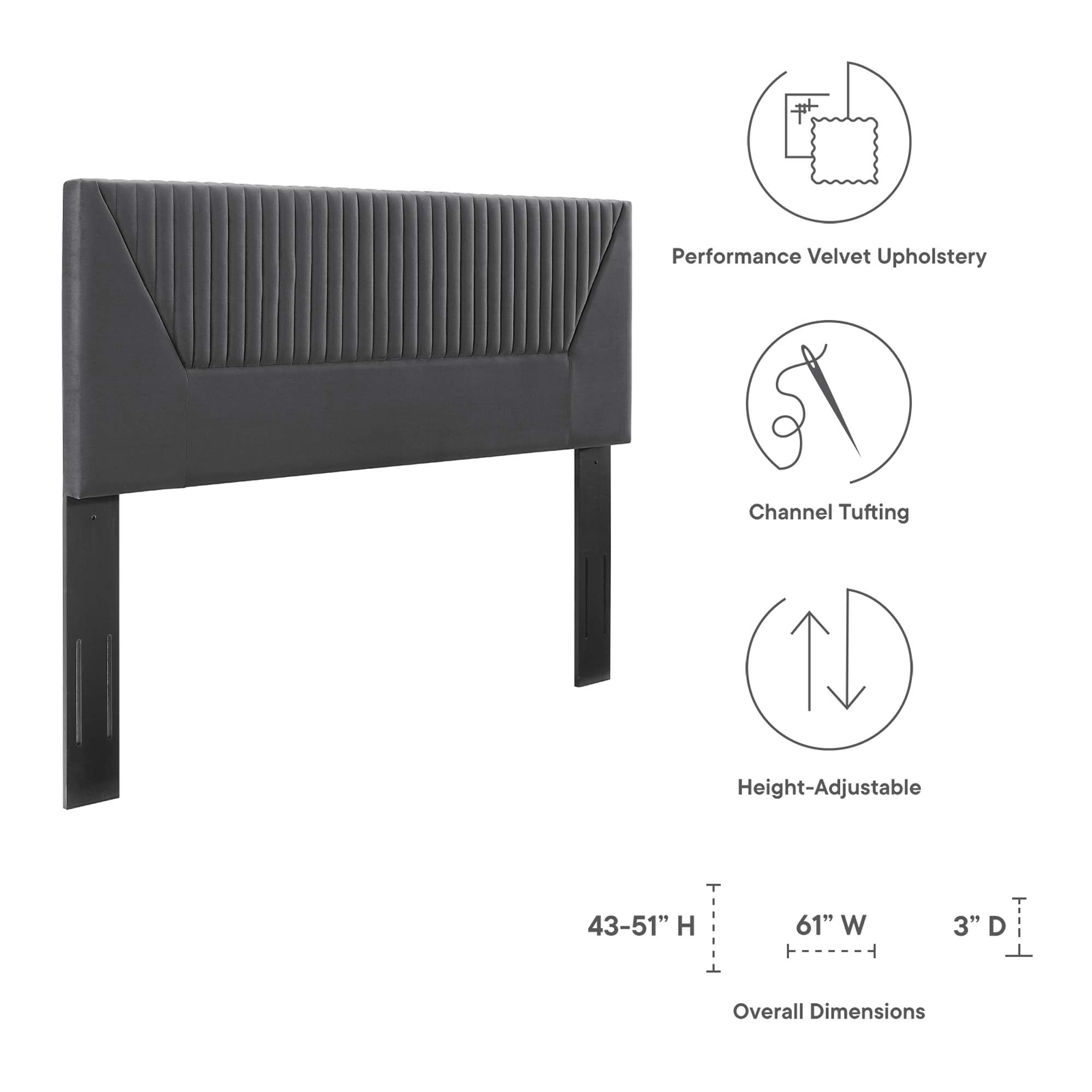 Patience Channel Tufted Performance Velvet Headboard by Modway