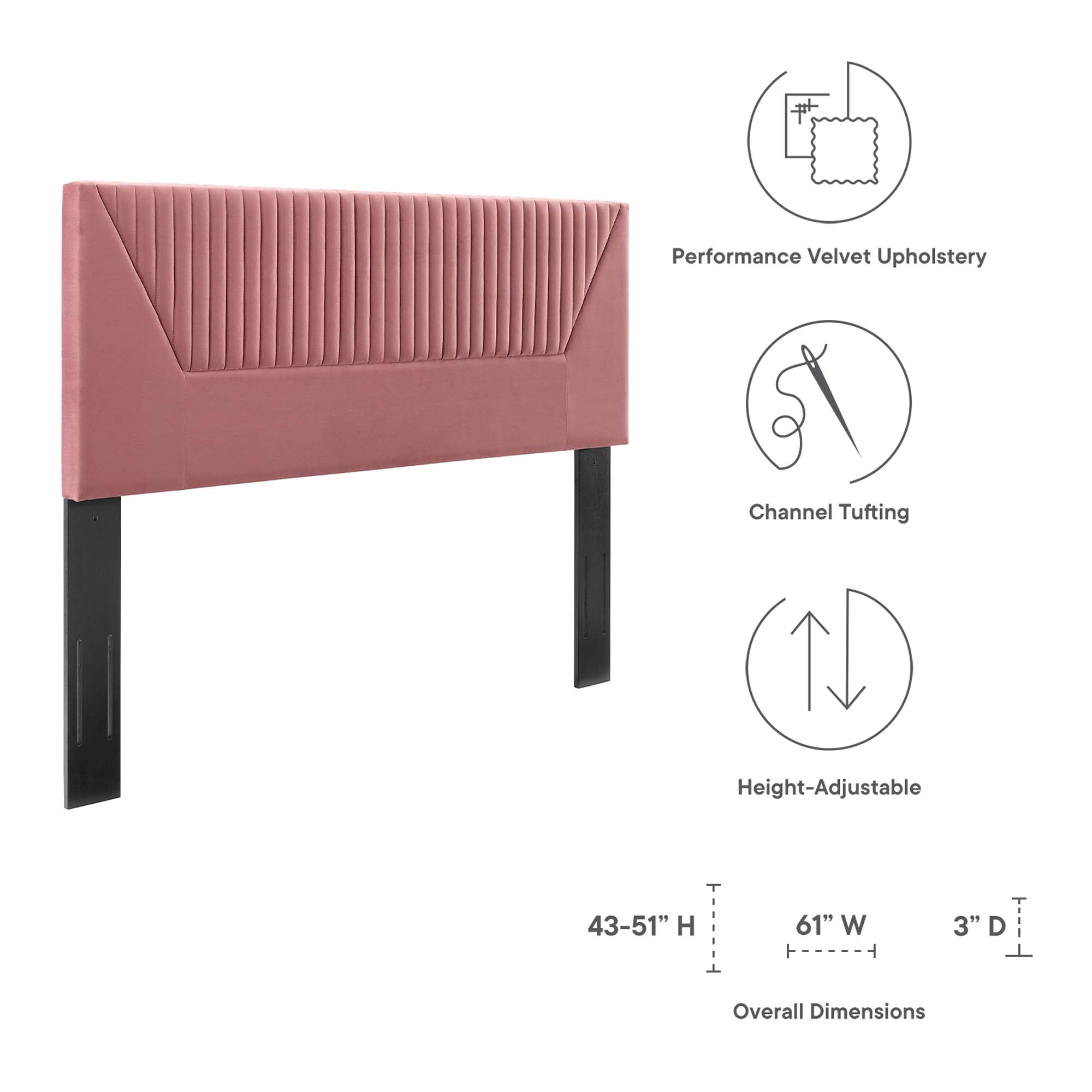 Patience Channel Tufted Performance Velvet Headboard by Modway