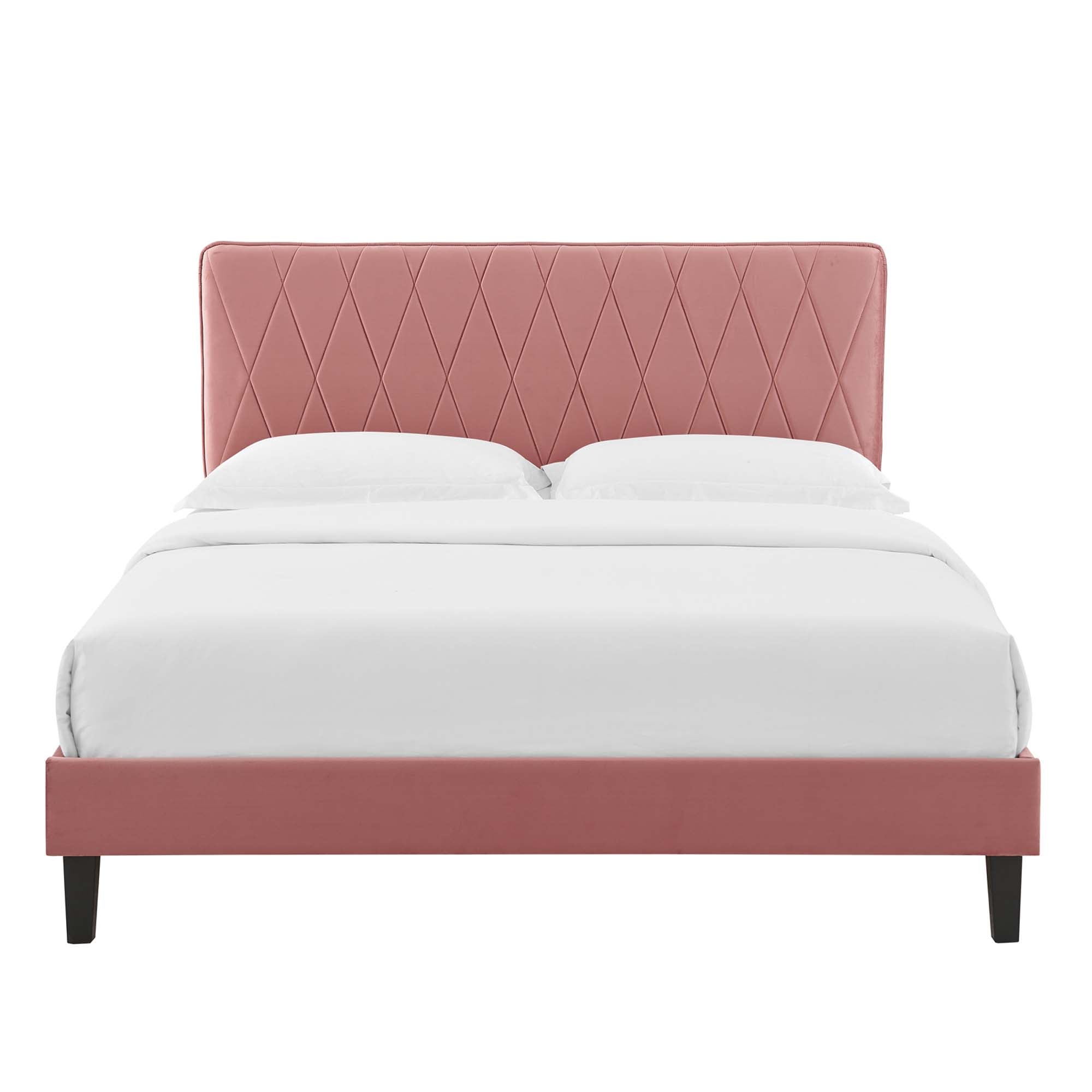 Phillipa Performance Velvet Platform Bed With Black Wood Legs by Modway