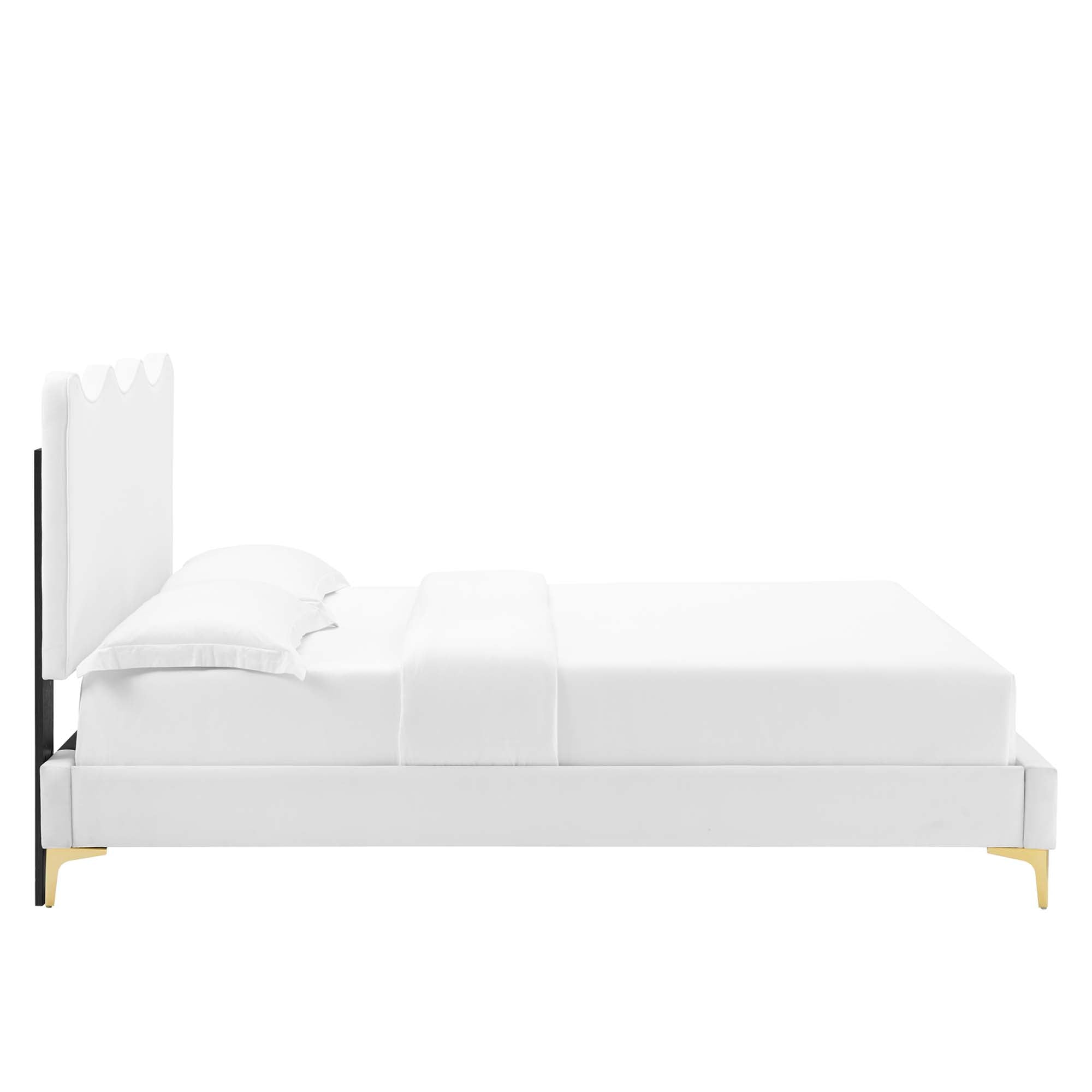 Current Performance Velvet Platform Bed With Gold Metal Legs by Modway