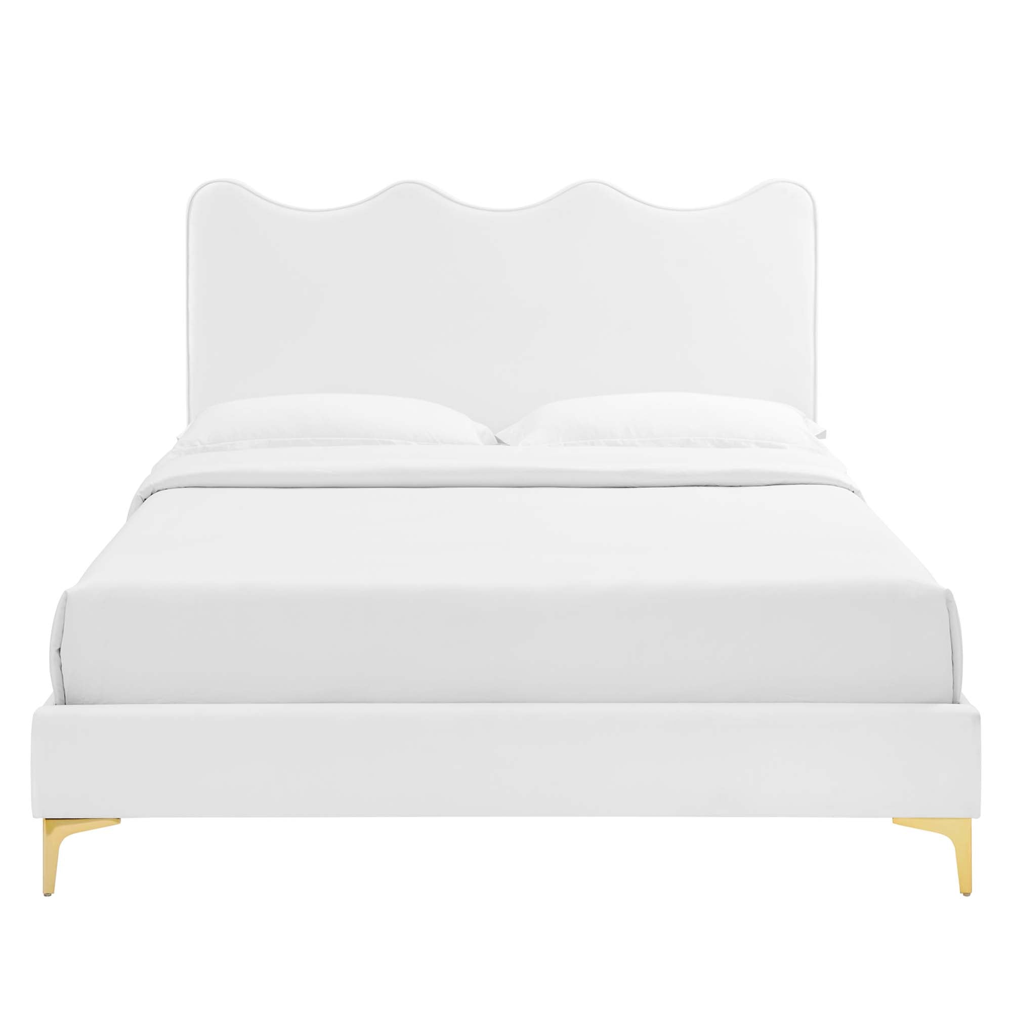 Current Performance Velvet Platform Bed With Gold Metal Legs by Modway
