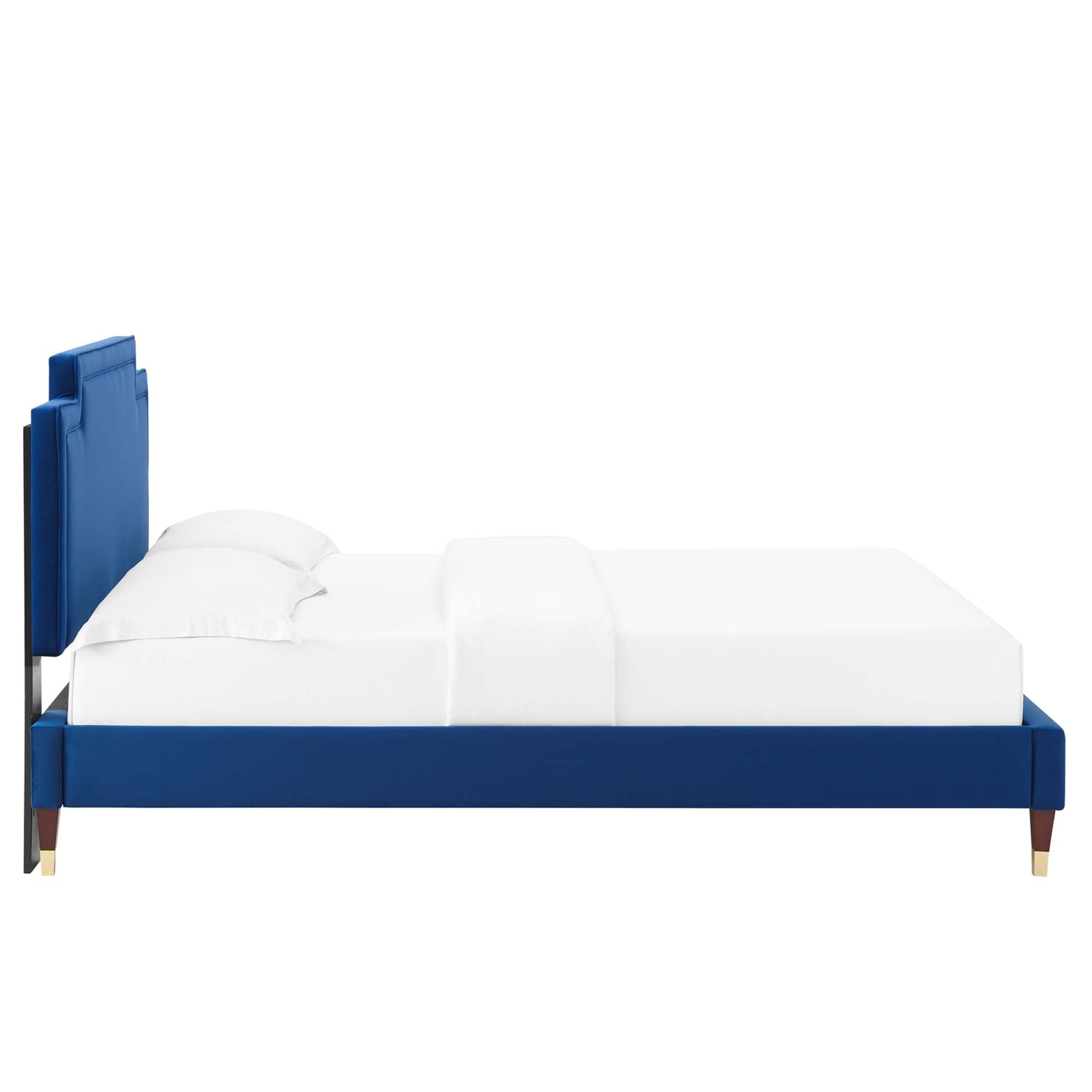 Liva Performance Velvet Bed With Wood and Gold Legs by Modway