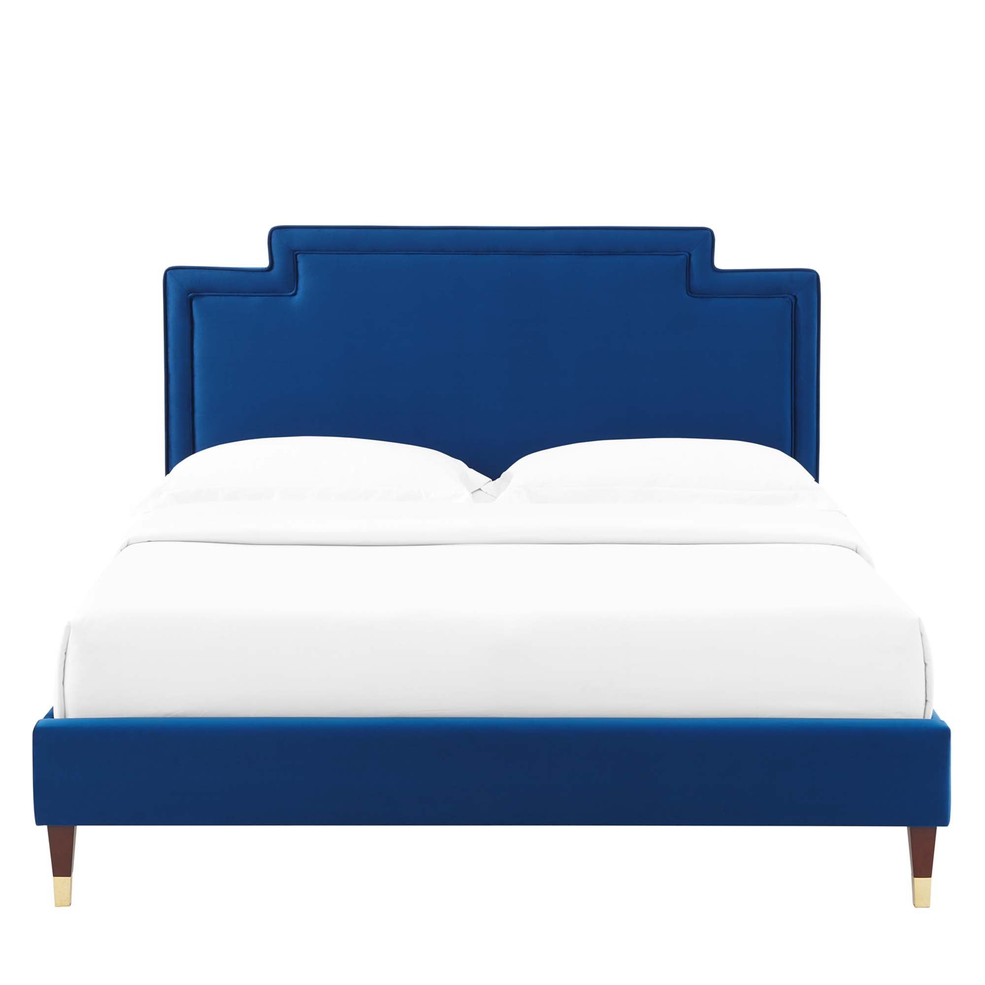 Liva Performance Velvet Bed With Wood and Gold Legs by Modway