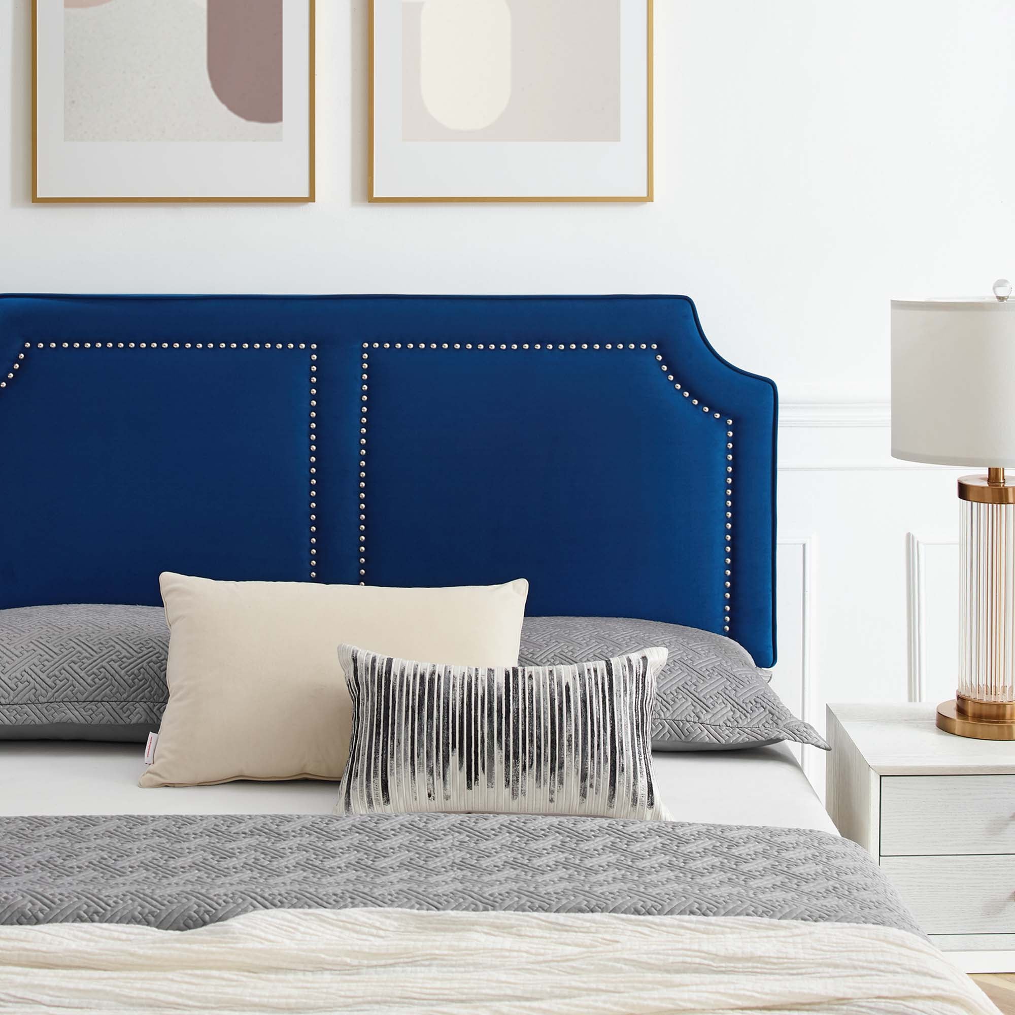 Novi Performance Velvet Bed With Gold Metal Legs by Modway