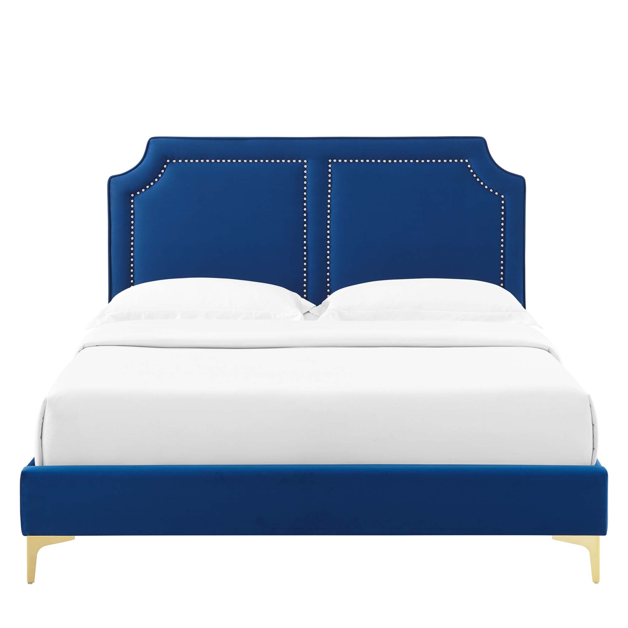 Novi Performance Velvet Bed With Gold Metal Legs by Modway