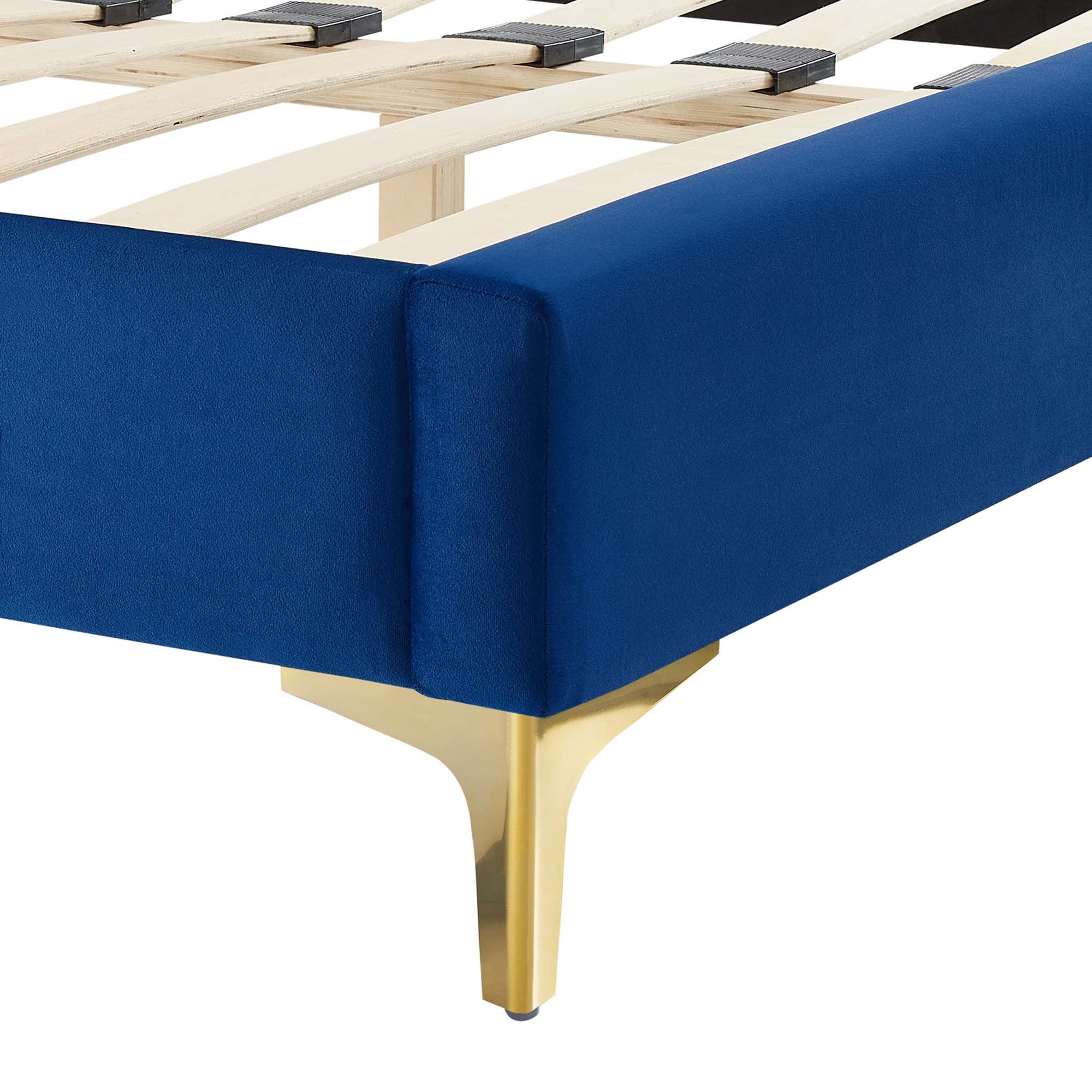 Novi Performance Velvet Bed With Gold Metal Legs by Modway