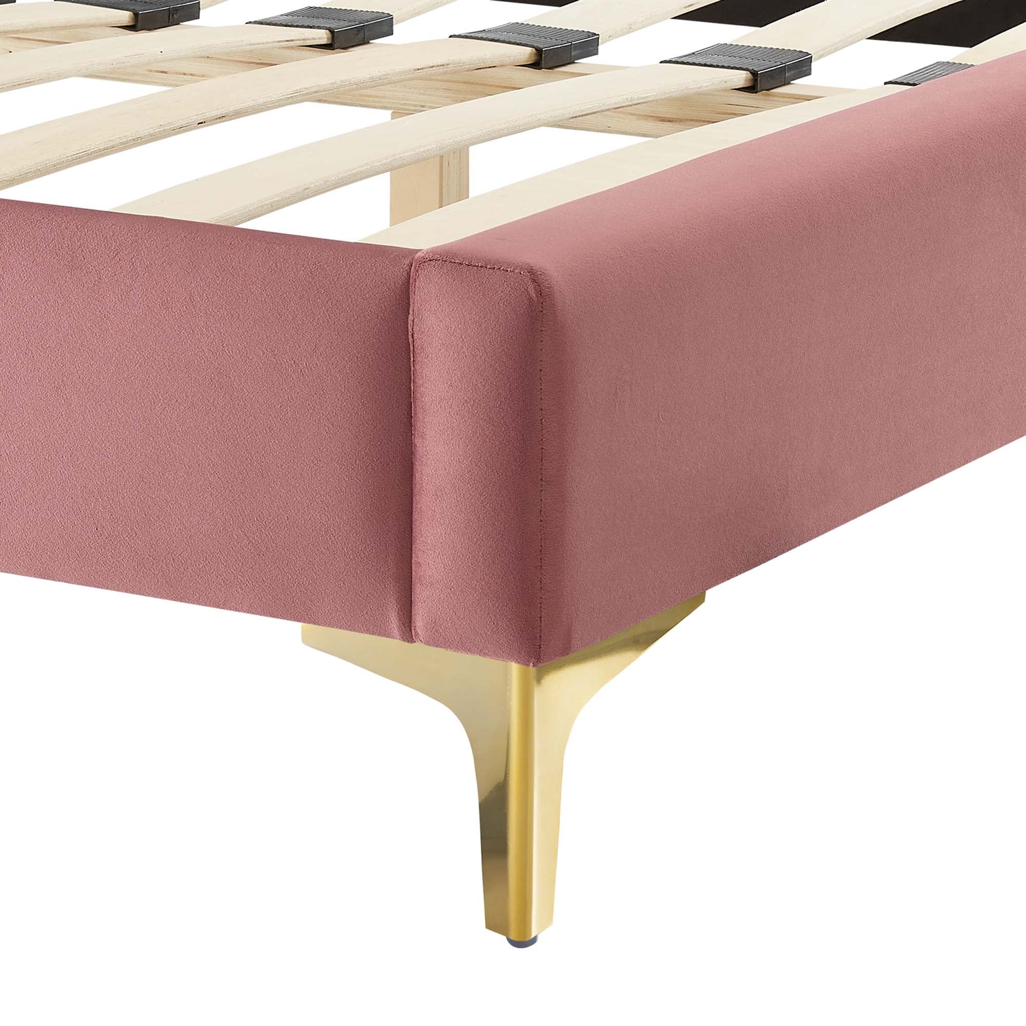 Aviana Performance Velvet Bed With Gold Legs by Modway