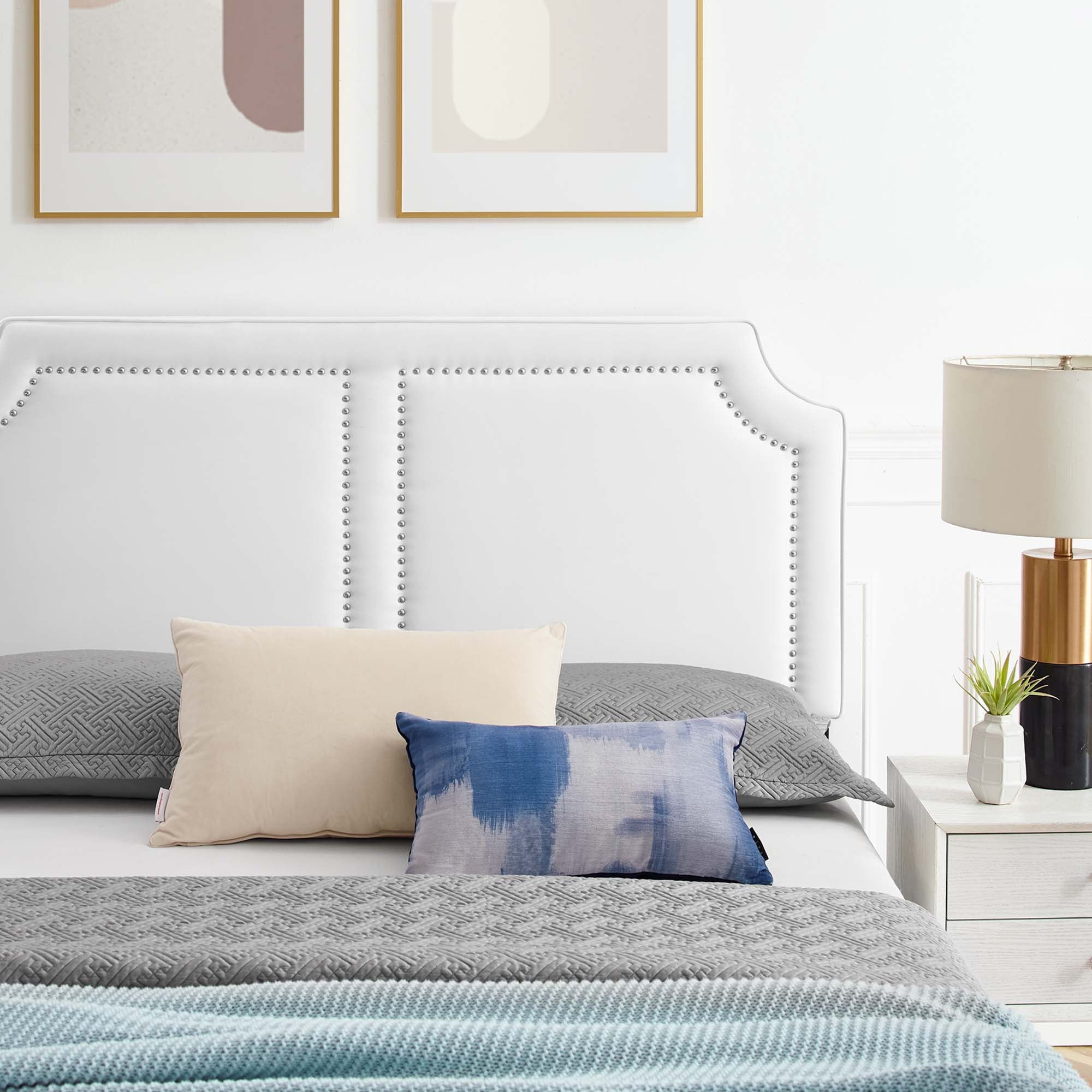 Novi Performance Velvet Bed With Gold Metal Legs by Modway