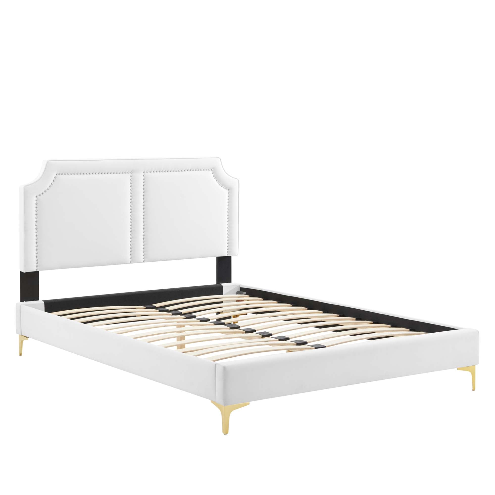 Novi Performance Velvet Bed With Gold Metal Legs by Modway
